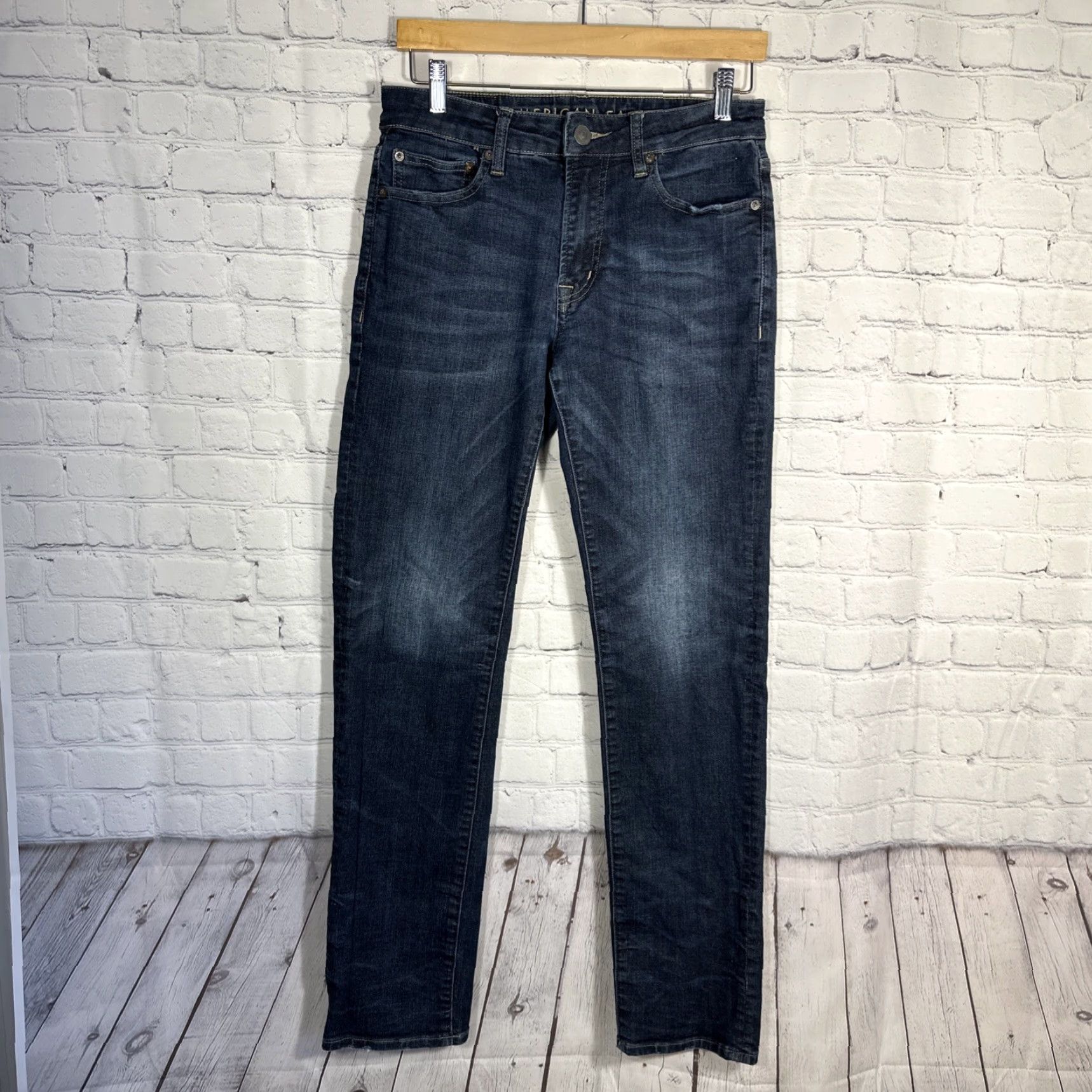 American Eagle Outfitters American Eagle Jeans Original Straight Flex Blue Mens 30x34 Denim Pants Stretch Size US 30 / EU 46 - 2 Thumbnail