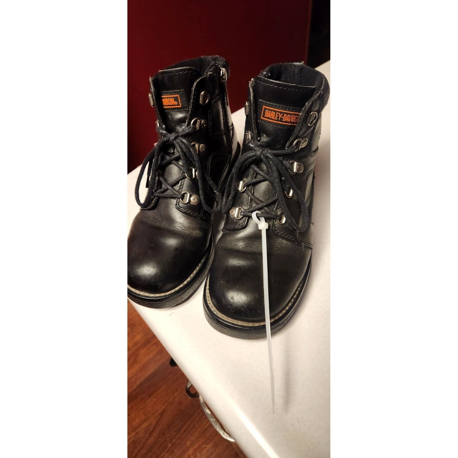 Harley Davidson Harley Davidson Womens 8 Express Lane Black Leather Biker Zip Ankle Boots 84008 Size US 8 / IT 38 - 4 Thumbnail