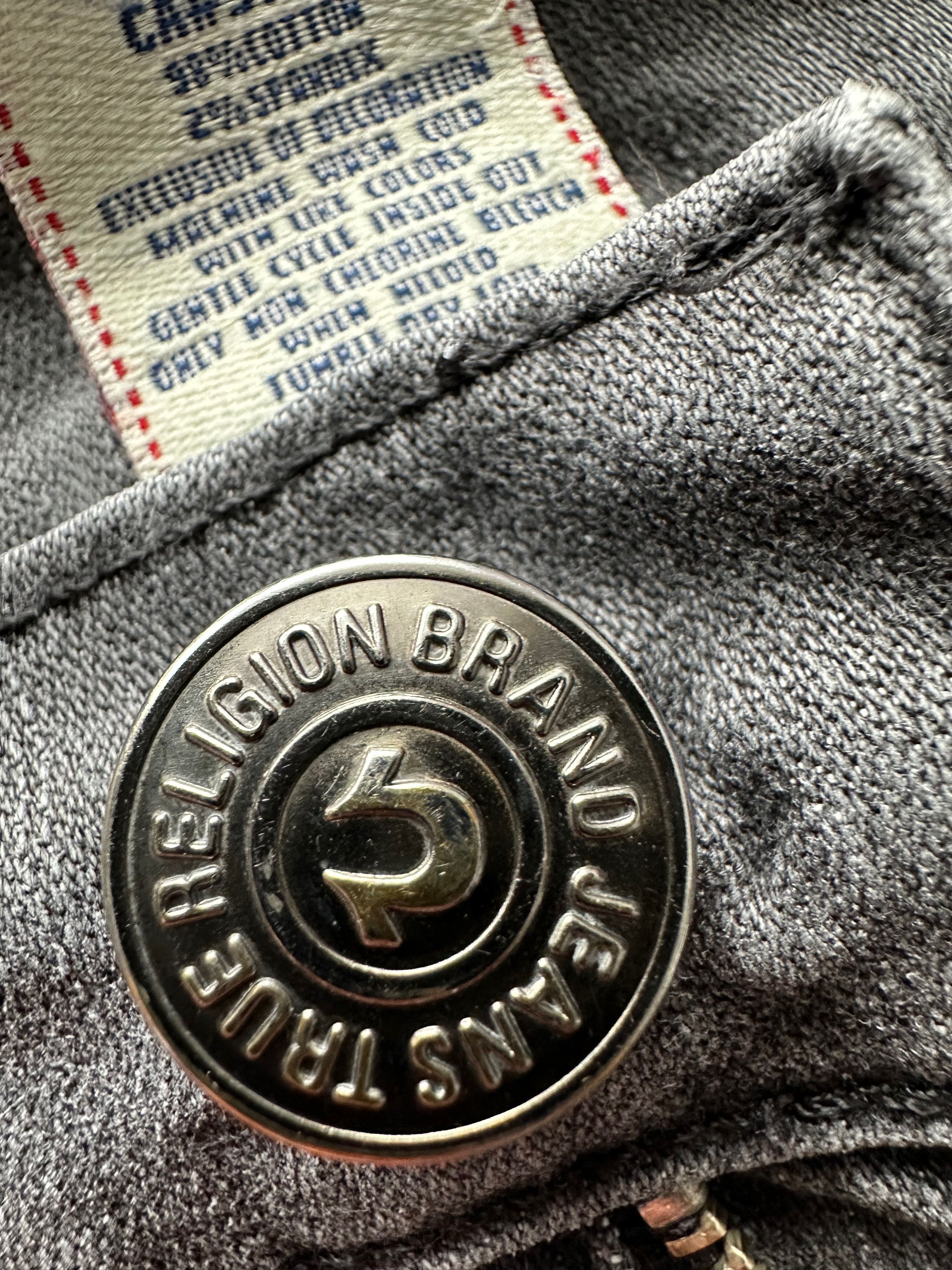 True Religion True Religion Gray Stretch Straight denim pants metal dots Size US 31 - 6 Thumbnail