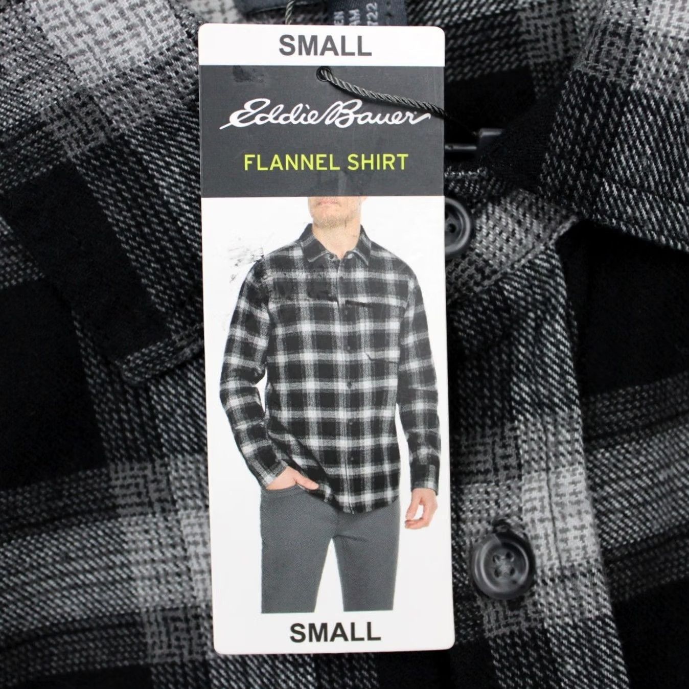 Eddie Bauer Eddie Bauer Flannel Shirt Black Cavier Jackson Plaid L/S Cotton NWT Mens Small Button-Up, Chest 21 in, All Seasons, Pockets, Travel, Workwear Size US S / EU 44-46 / 1 - 6 Thumbnail