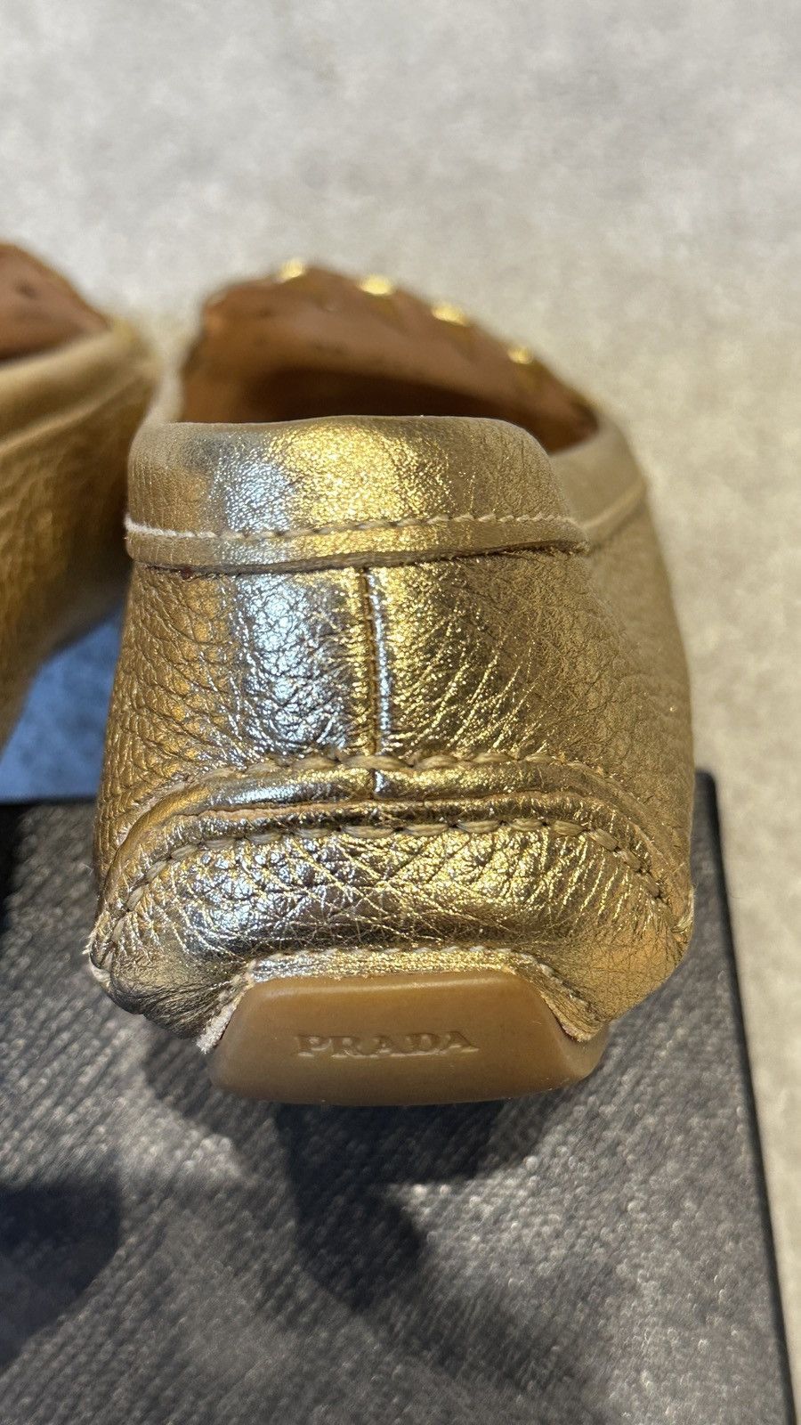 Prada Gold Leather Prada Loafers Size US 10 / IT 40 - 9 Thumbnail