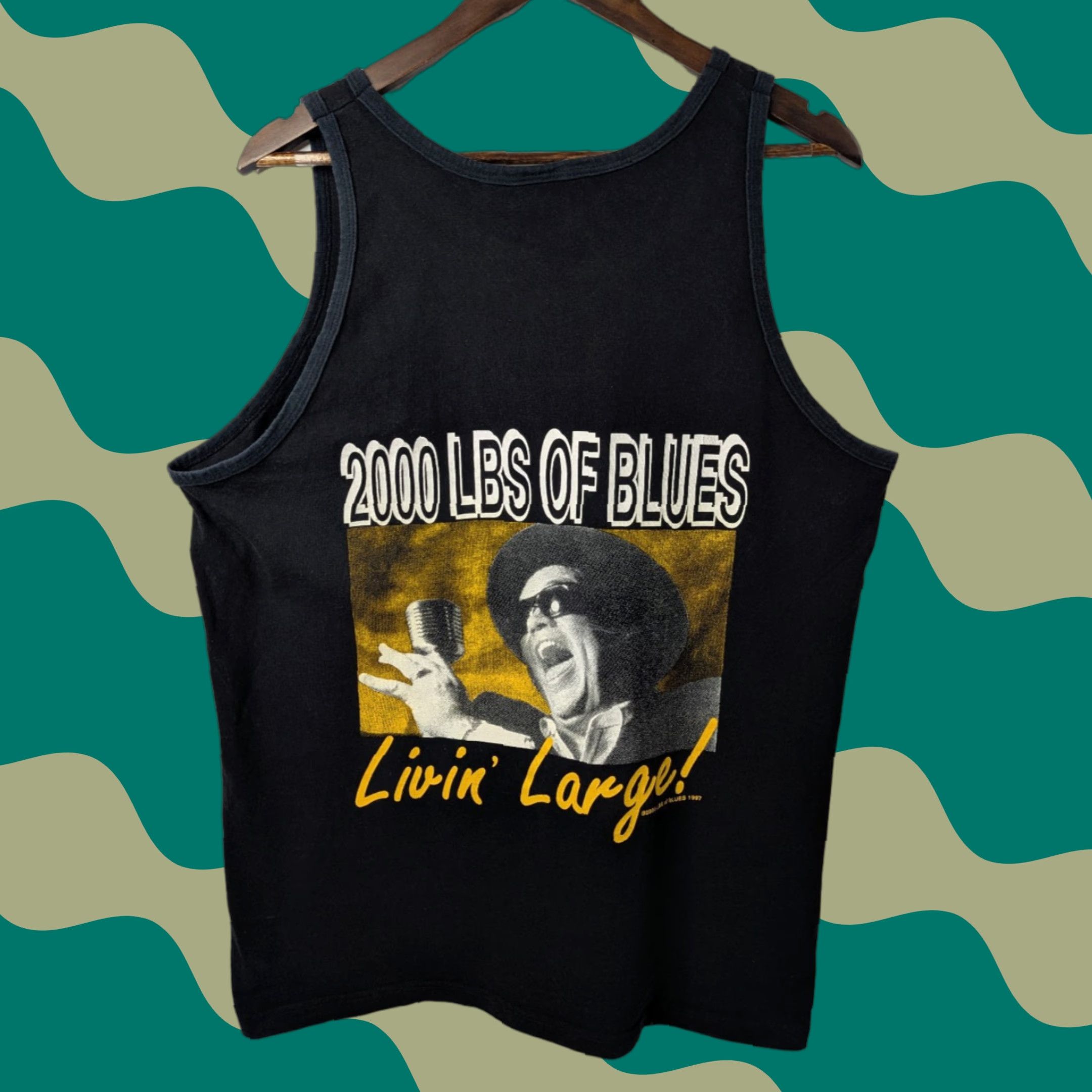 Anvil VINTAGE Blues Livin Large Tank Top Shirt 90s XL MUSIC Anvil Tag 1997 2000 LBS OF Size US XL / EU 56 / 4 - 1 Thumbnail