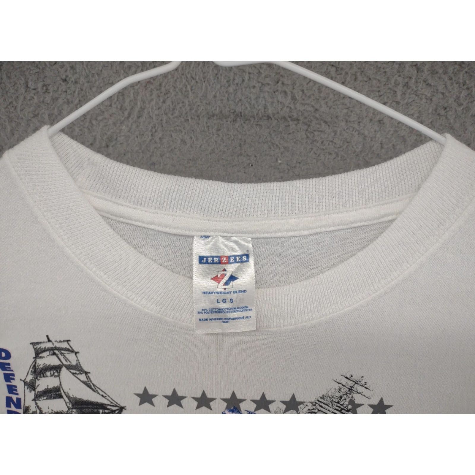 Jerzees VINTAGE United States Navy Graphic T-Shirt Men L Jerzees White Cotton Air Waves Navy Graphic Print 90s Size US L / EU 52-54 / 3 - 3 Thumbnail