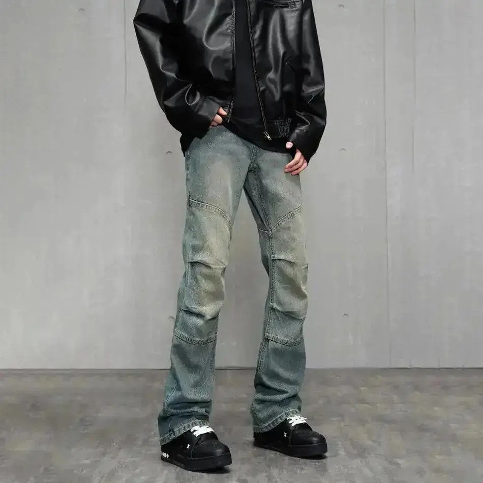 Japanese Brand Y2k Slim Distressed Original Designer Fit Stacked Denim Size US 32 / EU 48 - 1 Thumbnail