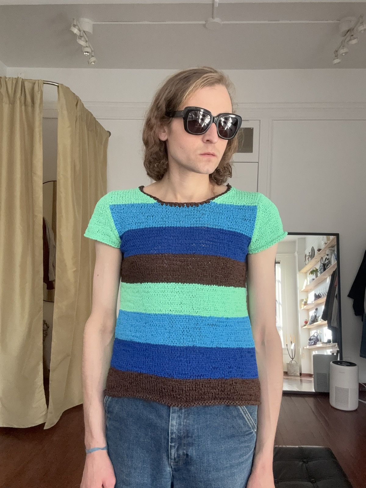 Pleats Please Issey Miyake Pleats Pleats Striped Crotchet Knit Short Sleeve Top Size M / US 6-8 / IT 42-44 - 6 Thumbnail