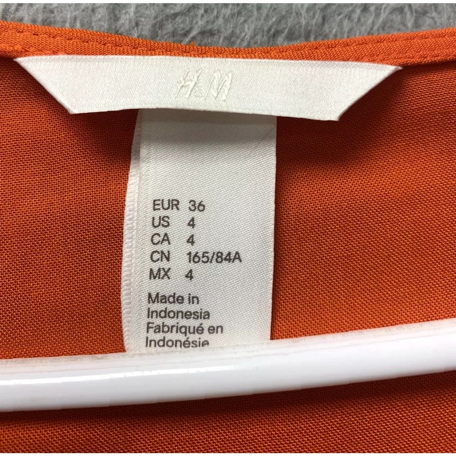 Vintage HM Dress Women Knee Length Orange Size 4 Long Sleeve Round Neck Casual Viscose Logo 114-33 Size S / US 4 / IT 40 - 2 Thumbnail