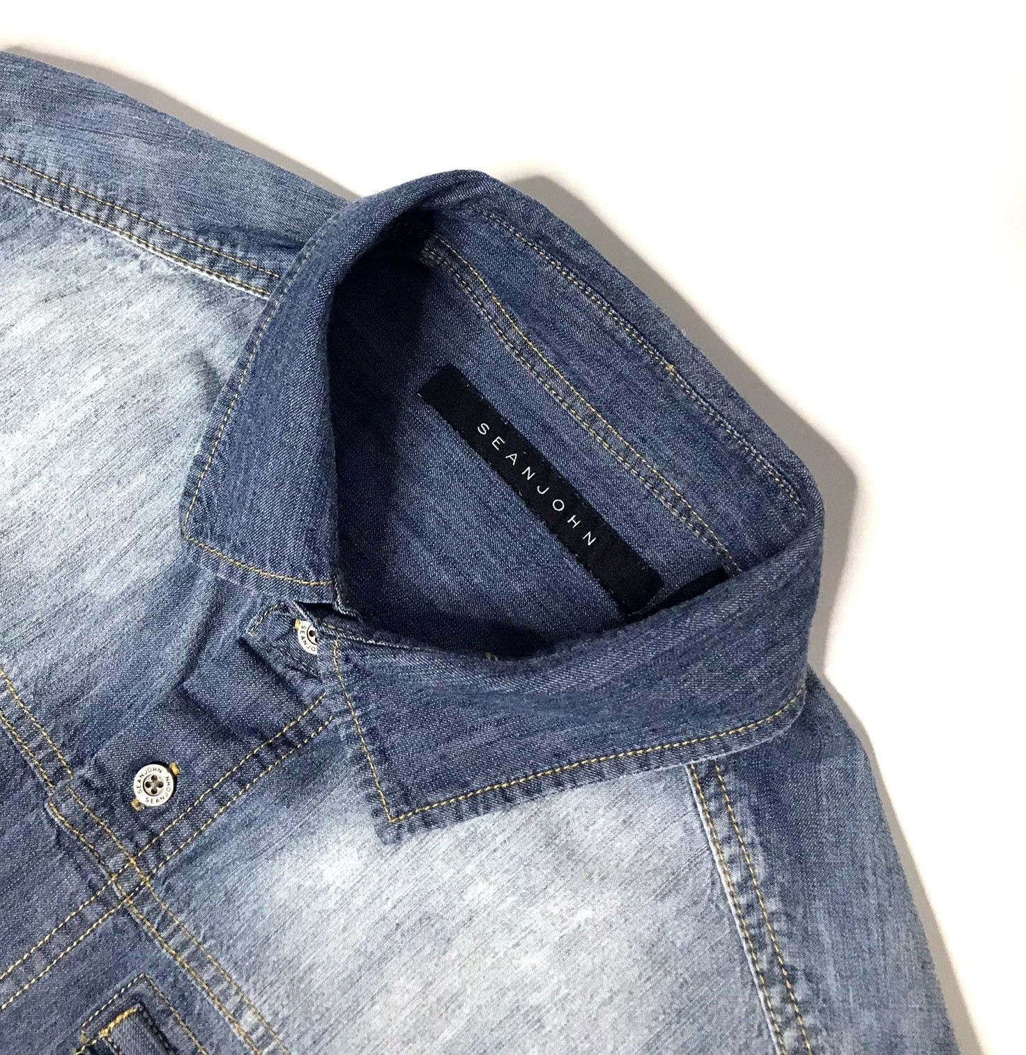 Sean John Sean John Denim Washed Cotton Button Shirt Men’s Sz M Size US M / EU 48-50 / 2 - 5 Thumbnail