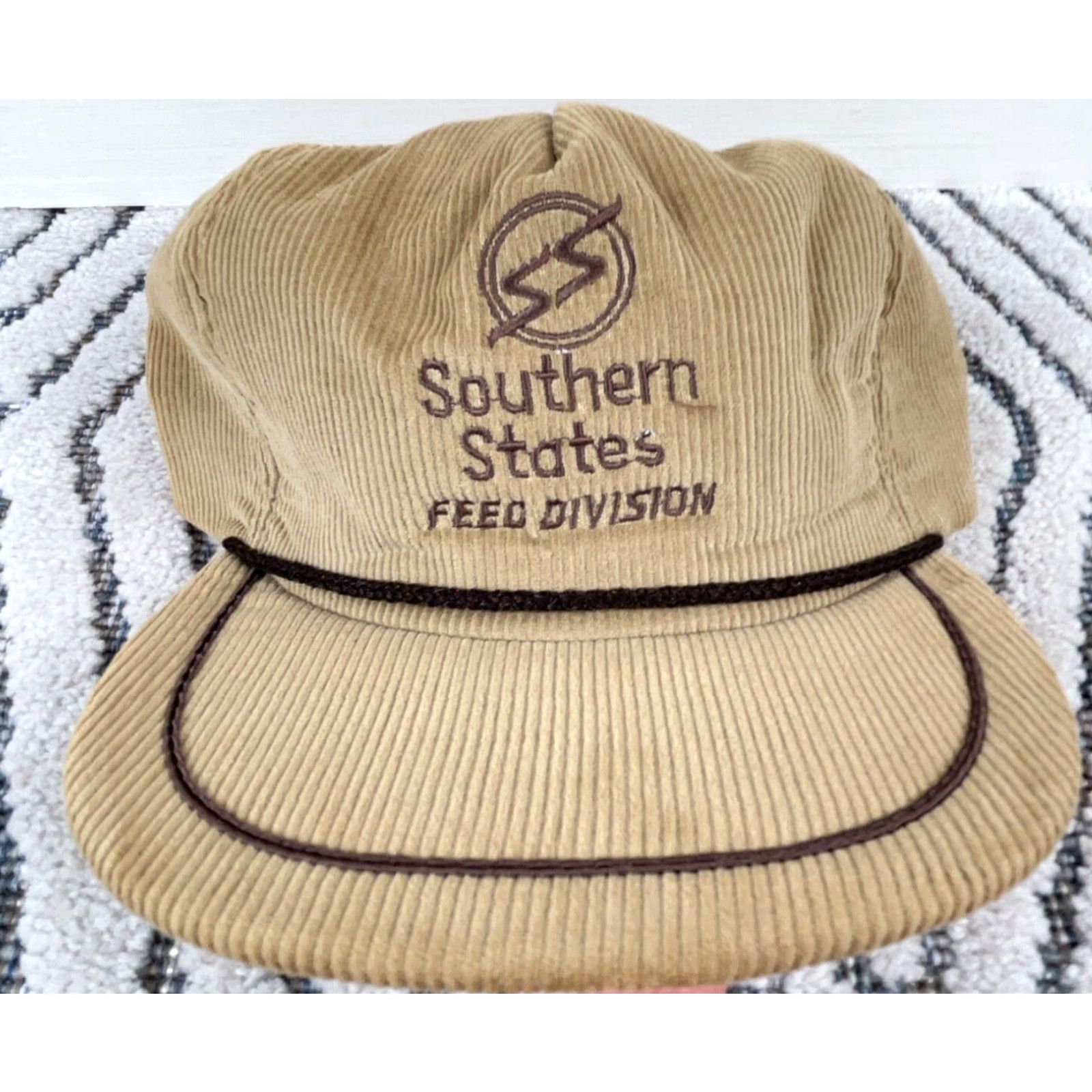 Vintage VINTAGE Southern States Trucker Hat Cap Brown Corduroy Rope 80s USA Snap Back FF Size ONE SIZE - 3 Thumbnail