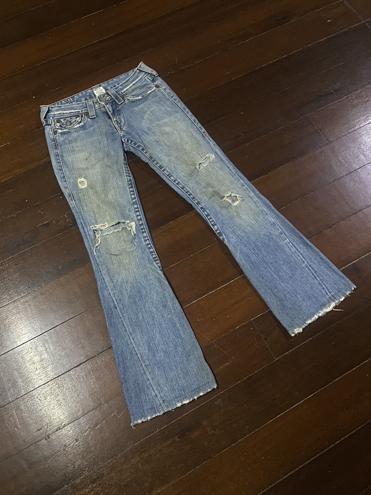True Religion × Vintage Vintage True Religion Flare Bootcut distressed low rise Size 31" - 3 Thumbnail