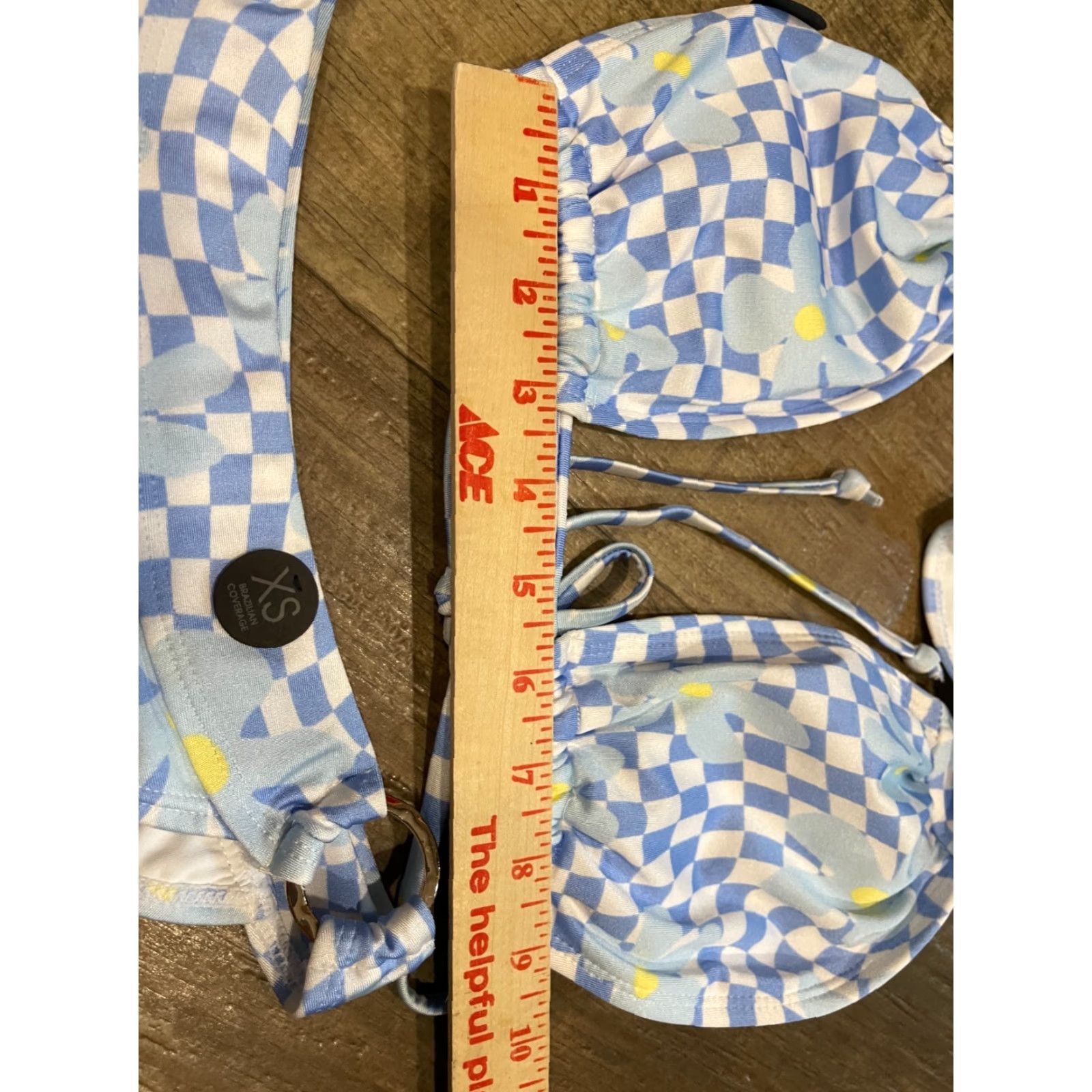 Cotton On Cotton On Bikini Top Women XS Blue Floss Cheker Board Floral Bathing Suit Set Size XS / US 0-2 / IT 36-38 - 3 Thumbnail