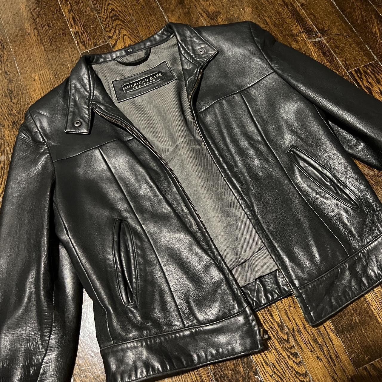 image of Vintage American Base Leather Jacket in Black, Women's (Size XS)