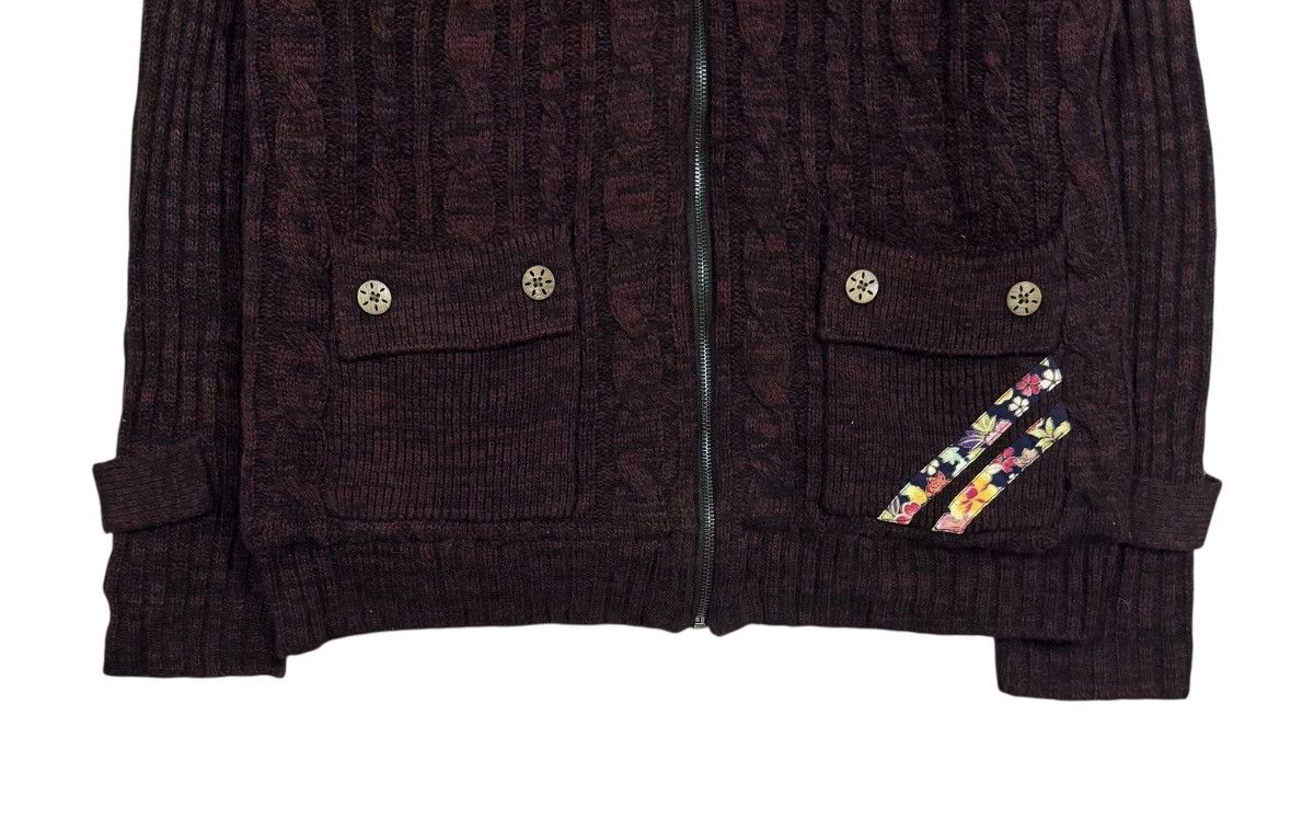 Japanese Brand Vtg🔥Japanese Brand Cable Knit Zipper Inner Fur Sweater Size US L / EU 52-54 / 3 - 5 Thumbnail