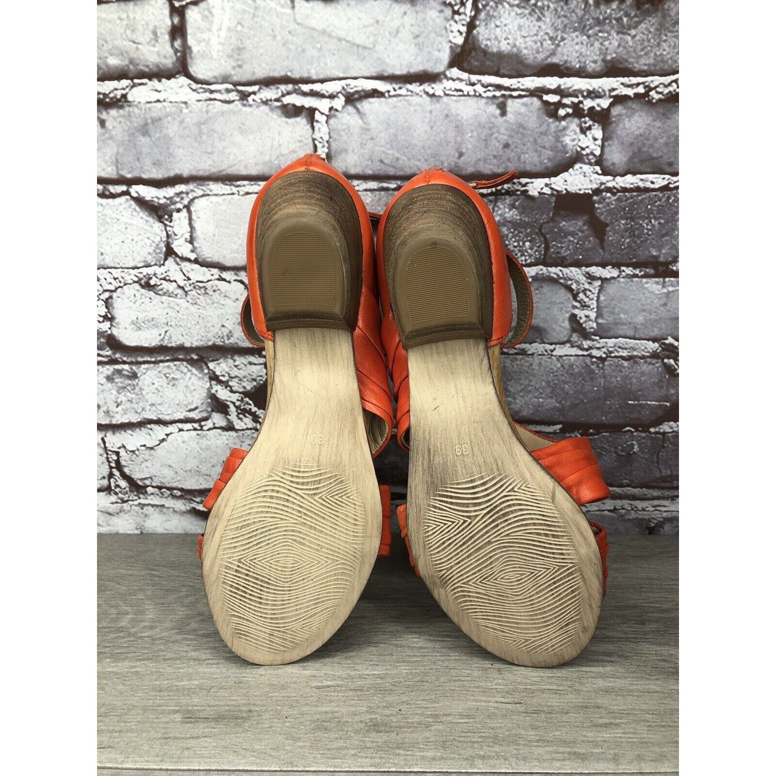 Other Miz Mooz Cassie Orange Leather Ankle Strap Heeled Sandals Wo Size US 8.5 / IT 38.5 - 8 Thumbnail