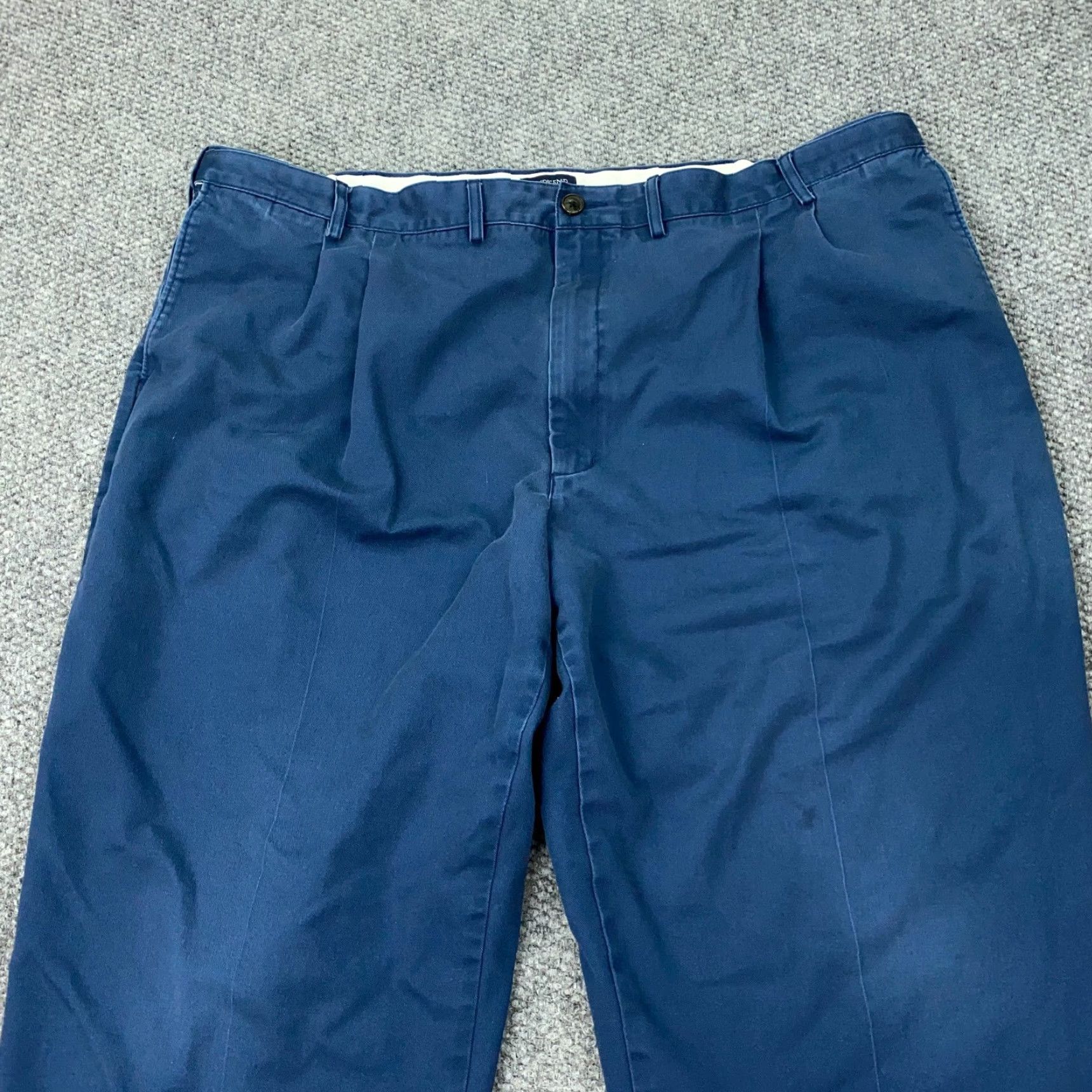 Lands' End Lands' End Mens Pants 46 Tall Blue Pleated Stretch Waist Cuffed Hem Chino Big & Tall Pants Size US 44 / EU 60 - 2 Thumbnail