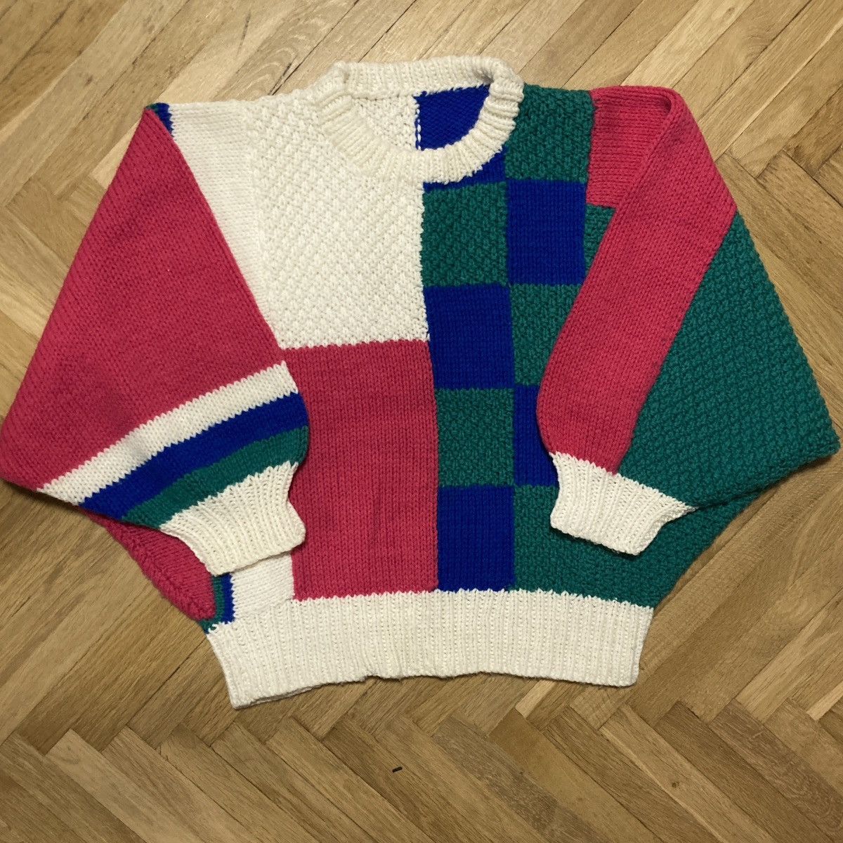 Vintage Vintage handmade boxy sweater jumper retro 90s colour block Grailed