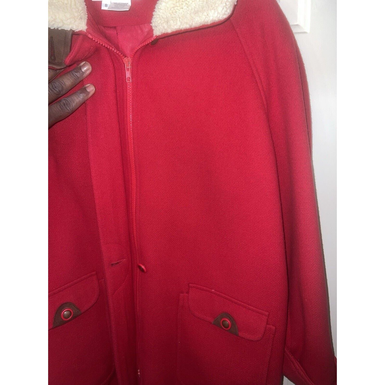 Robert Talbott Vintage Talbots Wool Red Parka Coat Jacket Size 8 Collar Size M / US 6-8 / IT 42-44 - 3 Thumbnail
