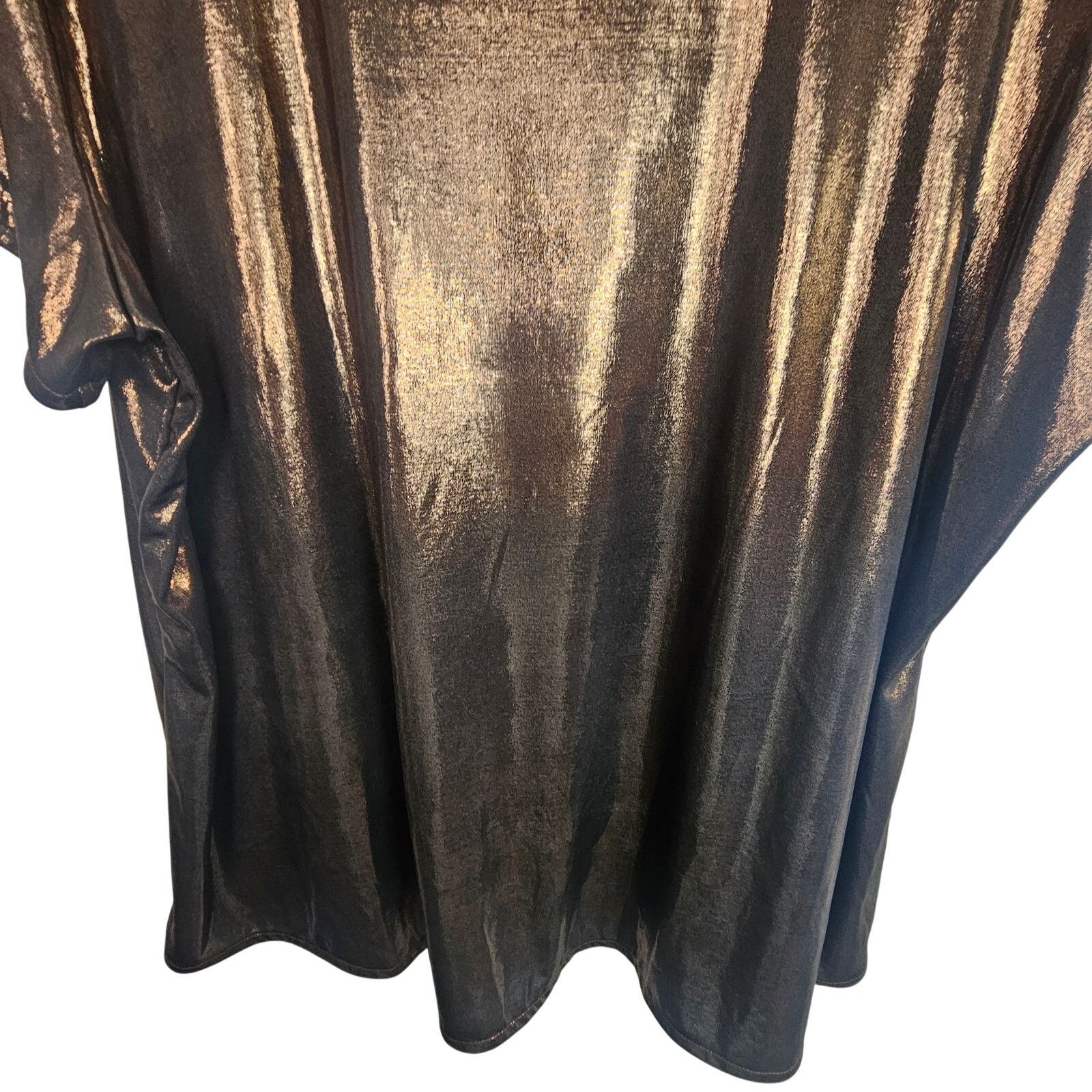 Torrid Torrid Womens Liquid Shine Crew Neck Top 3X Bronze Metallic Size 3XL / US 20-22 - 4 Thumbnail