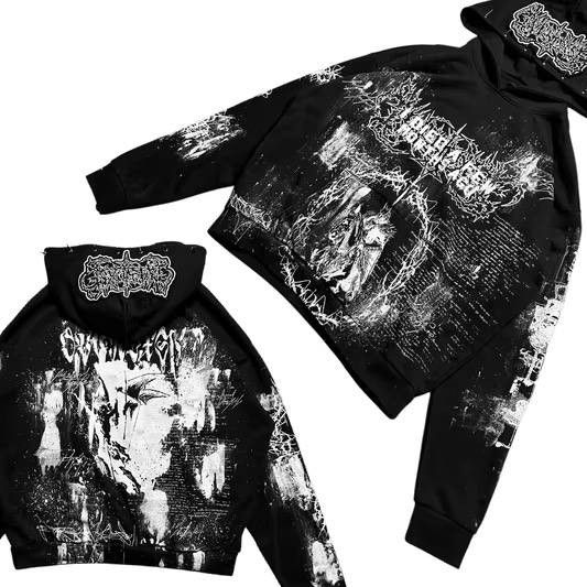 Japanese Brand × Vintage print hoodie with spikes on the hood Size US M / EU 48-50 / 2 - 1 Thumbnail