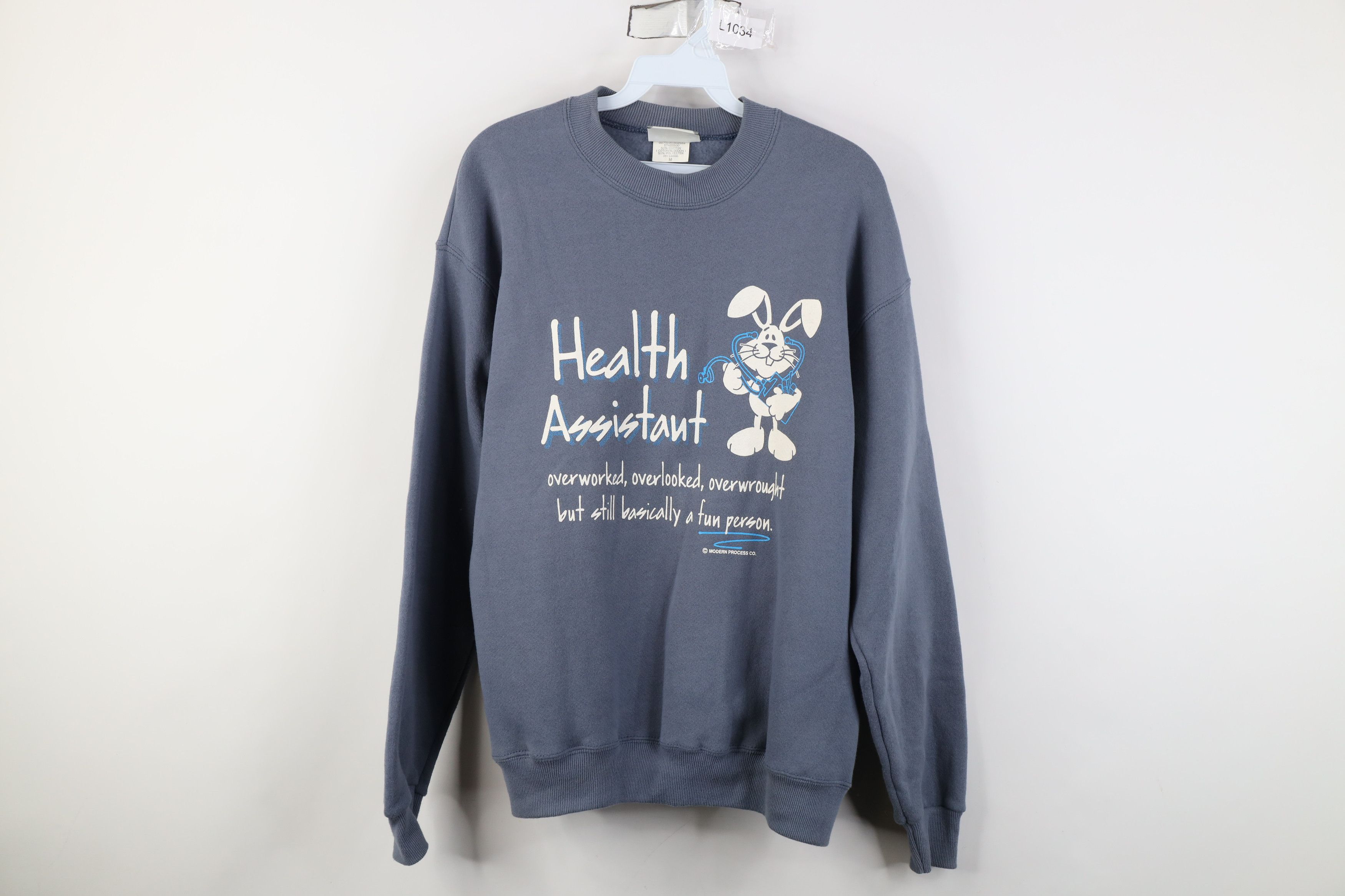Vintage Vintage 90s Health Assistant Overworked But Sweatshirt USA Size M / US 6-8 / IT 42-44 - 1 Thumbnail