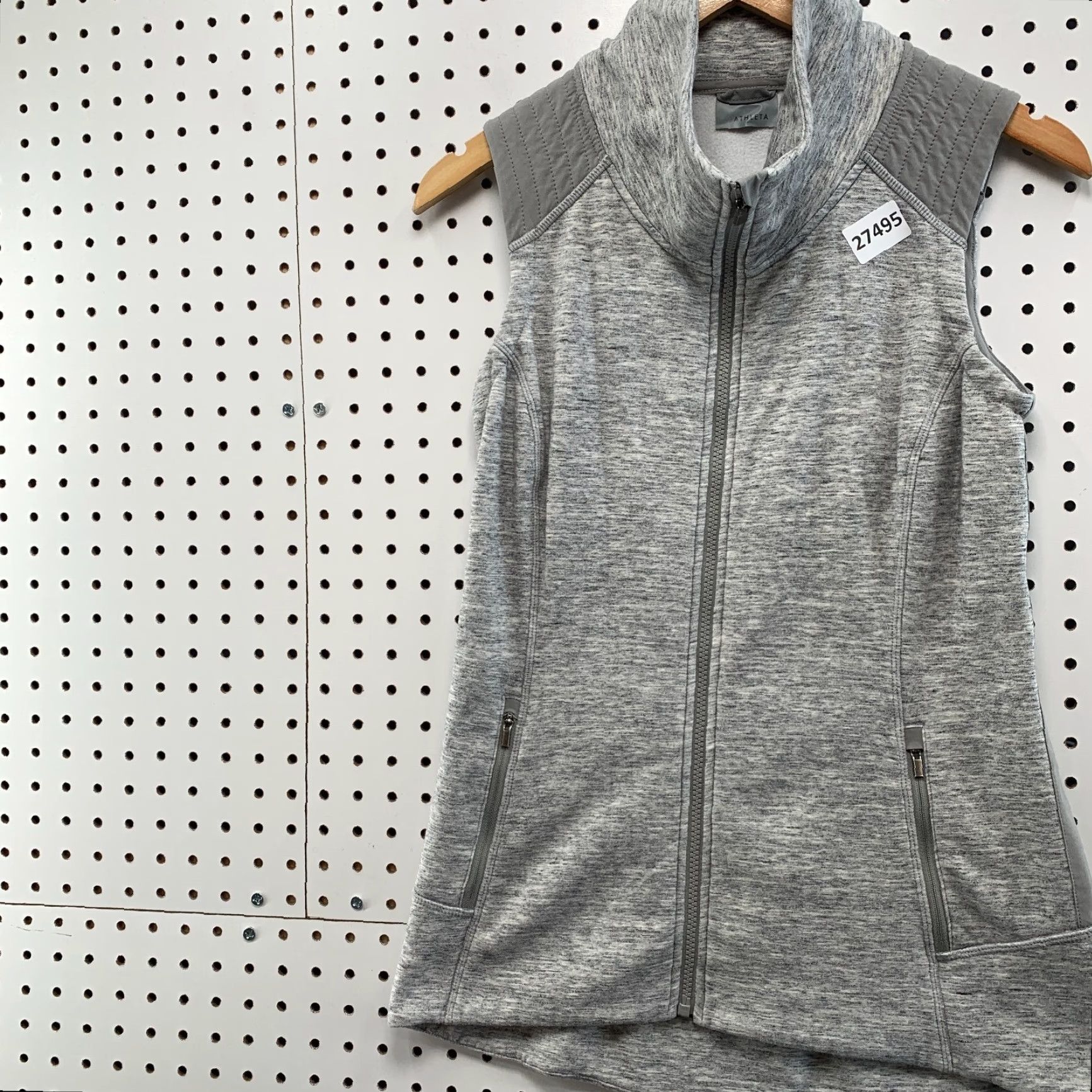 Athleta Athleta Womens Stronger Vest Full Zip Heathered Gray Ladies Small 14.5x27 - Women Jacket Size Small Gray Athletic Zip Vest Size S / US 4 / IT 40 - 3 Thumbnail
