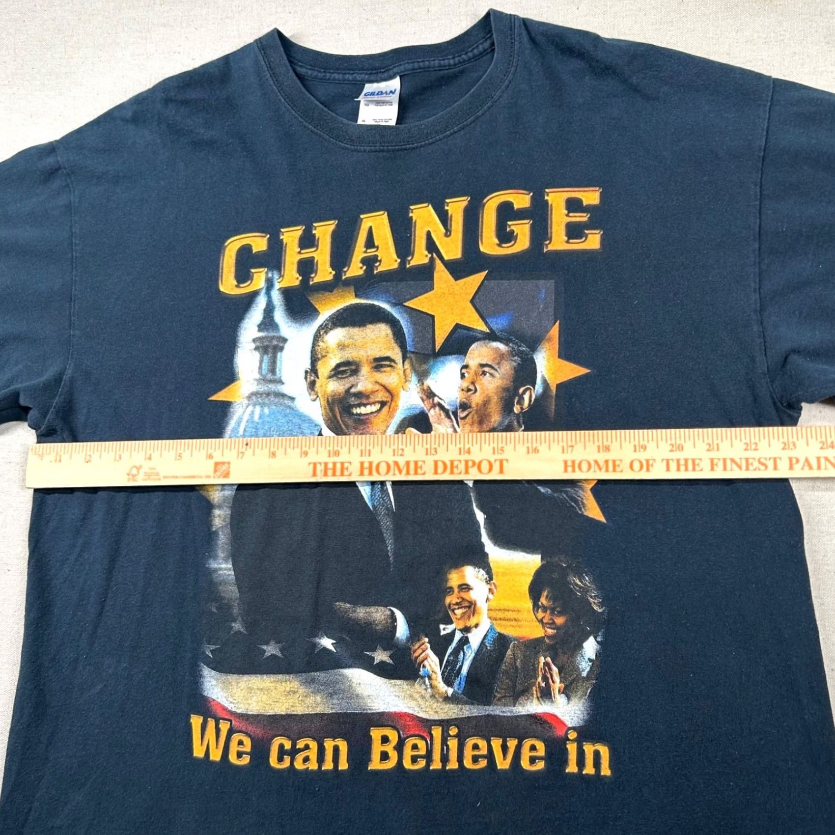 Gildan Barack Obama Rap Tee Mens XL Black Gildan Heavy Cotton T-Shirt Polit Politics Crew Neck Short Sleeve Size US XL / EU 56 / 4 - 5 Thumbnail