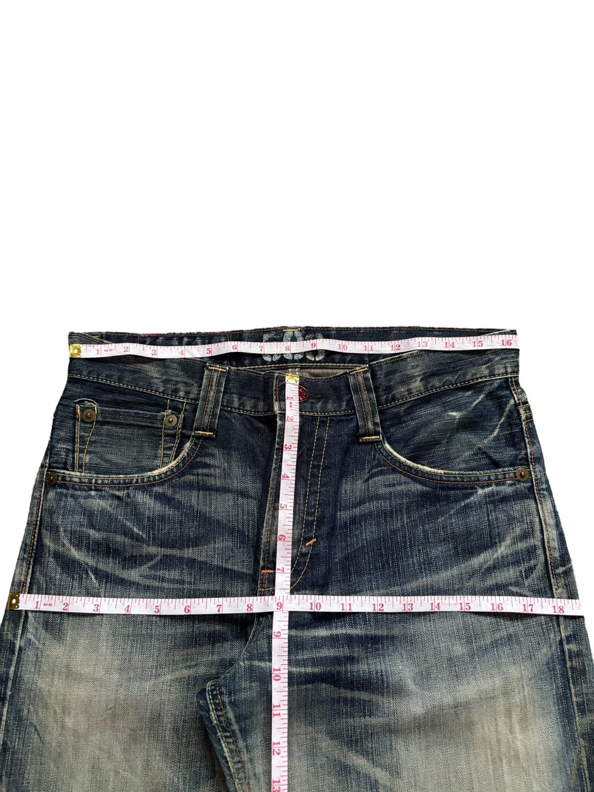 Edwin × Japanese Brand Vintage Japanese Edwin Faded Mud Wash Distress Flare Jeans Size US 33 - 12 Thumbnail