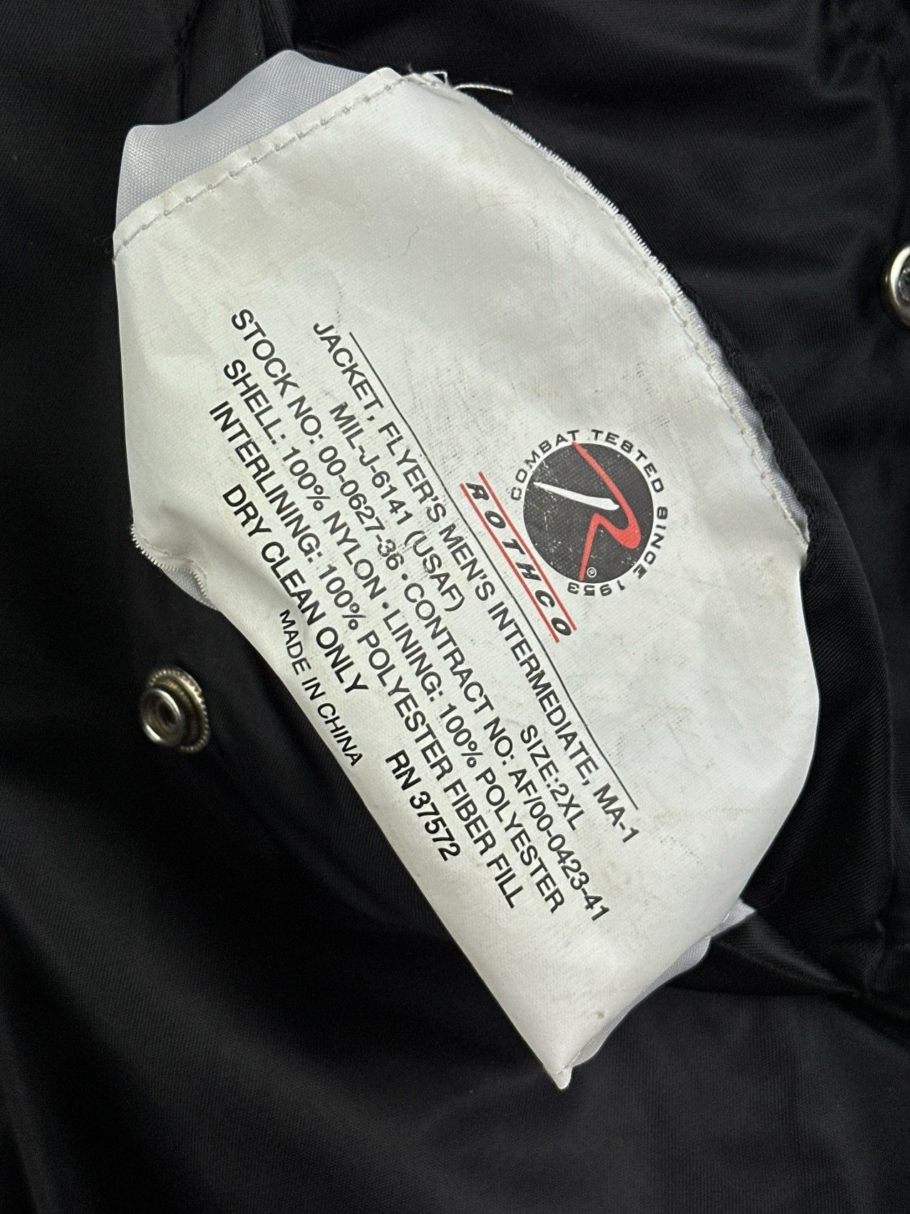 Vintage Vintage MA-1 Flyers Intermediate Men’s Bomber Jacket Black Size US XXL / EU 58 / 5 - 11 Thumbnail