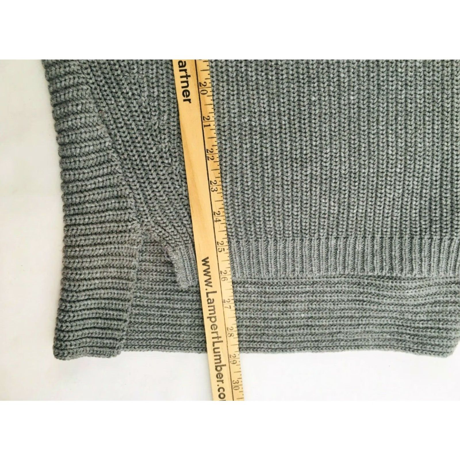 Vintage Ruff Hewn Sweater Women's Knit Long Sleeve ¼ Front Tie V Neck Sz L Gray Pullover Size L / US 10 / IT 46 - 4 Thumbnail