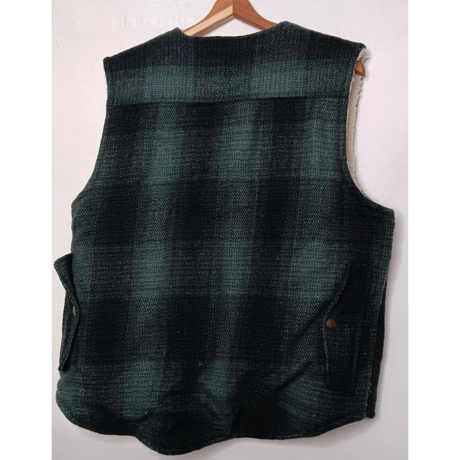 Vintage VINTAGE Cactus Wool Blend Vest Men Medium Green Plaid Faux Sherpa Lined Workwear Outdoors Fall Winter Size US M / EU 48-50 / 2 - 2 Thumbnail