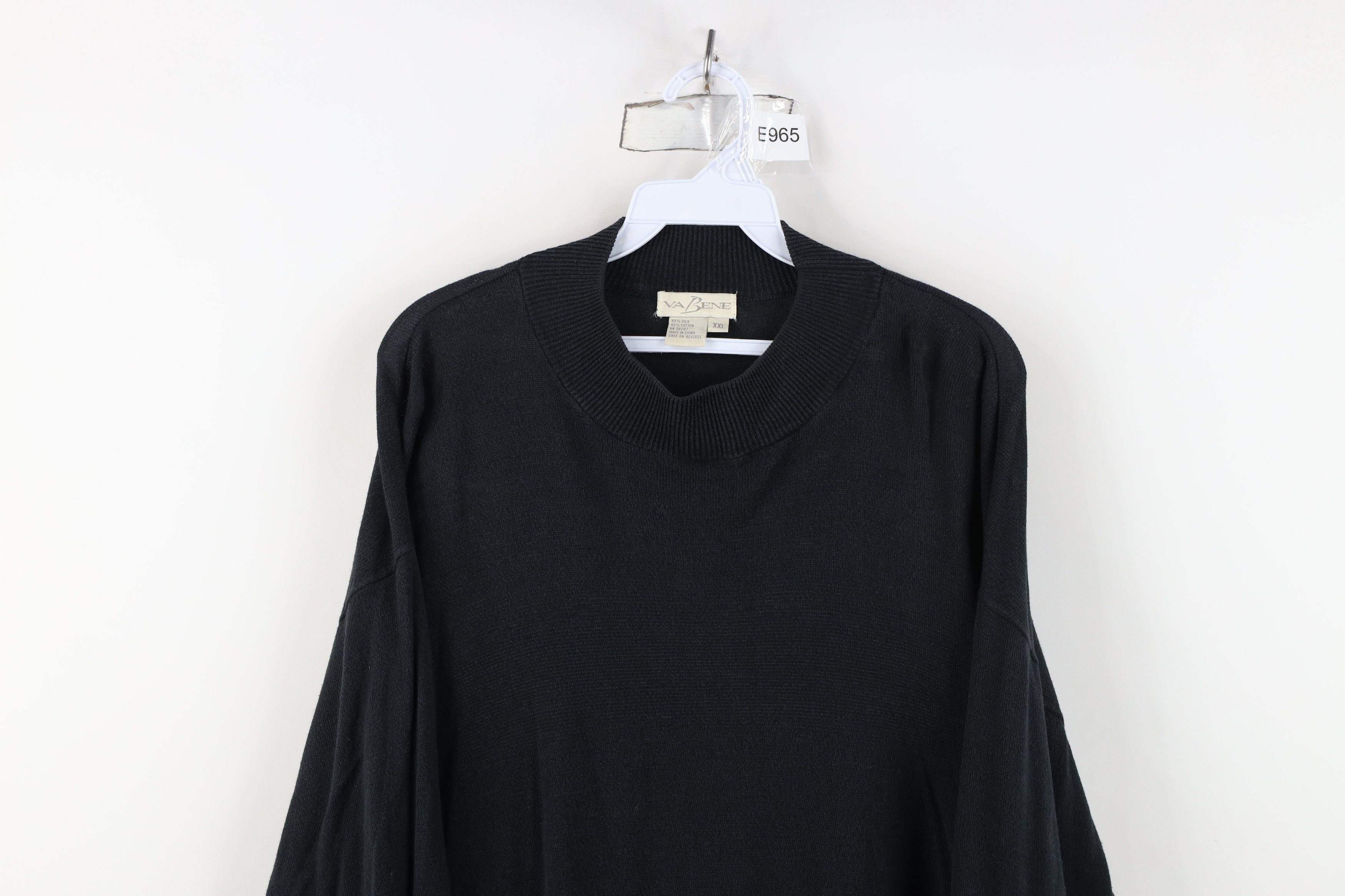 Vintage Vintage 90s Streetwear Blank Silk Blend Knit Sweater Black Size US XXL / EU 58 / 5 - 2 Thumbnail