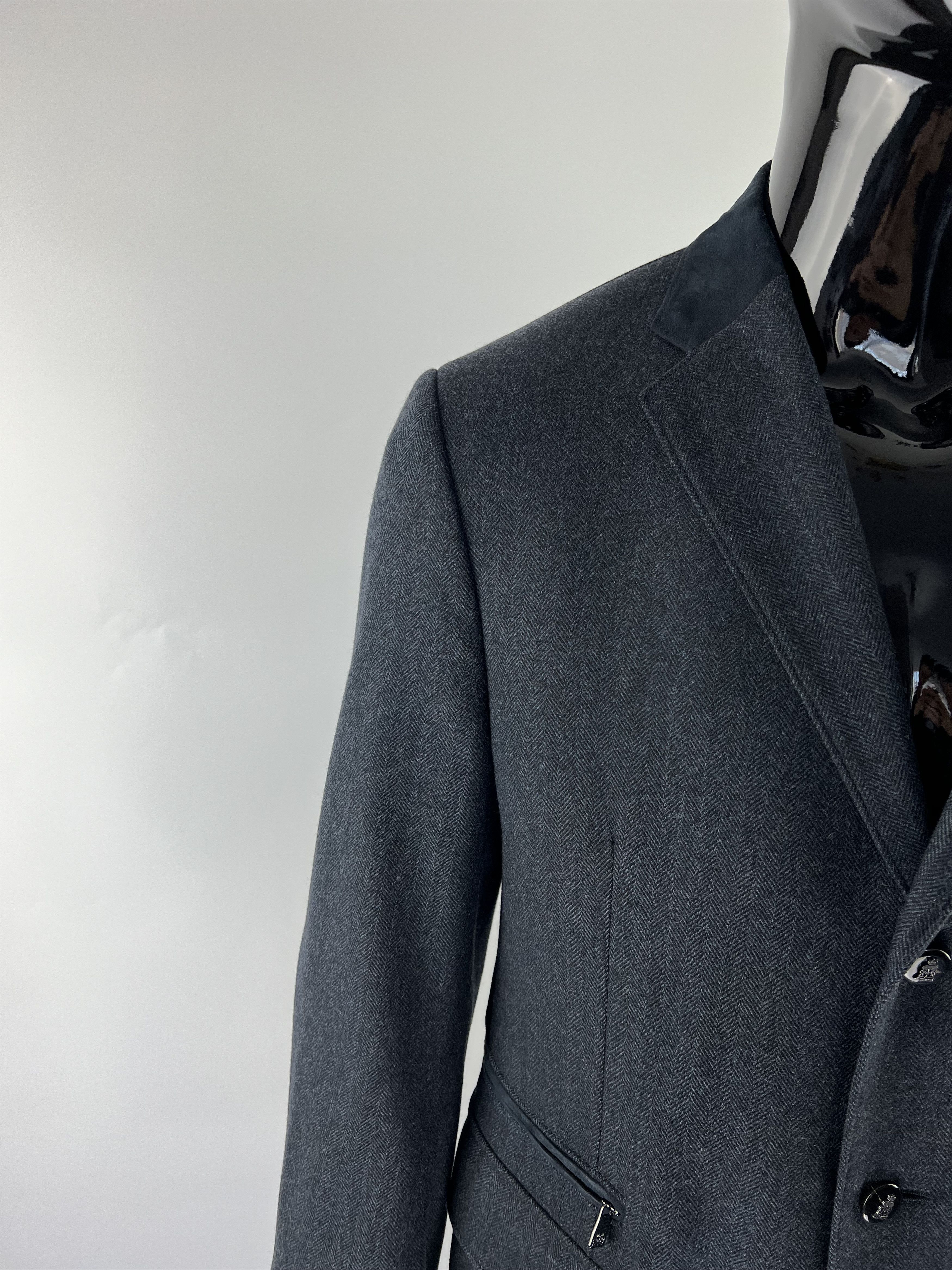 Corneliani Corneliani ID Herringbone Wool Cashmere Blazer 54R Size 54R - 6 Thumbnail
