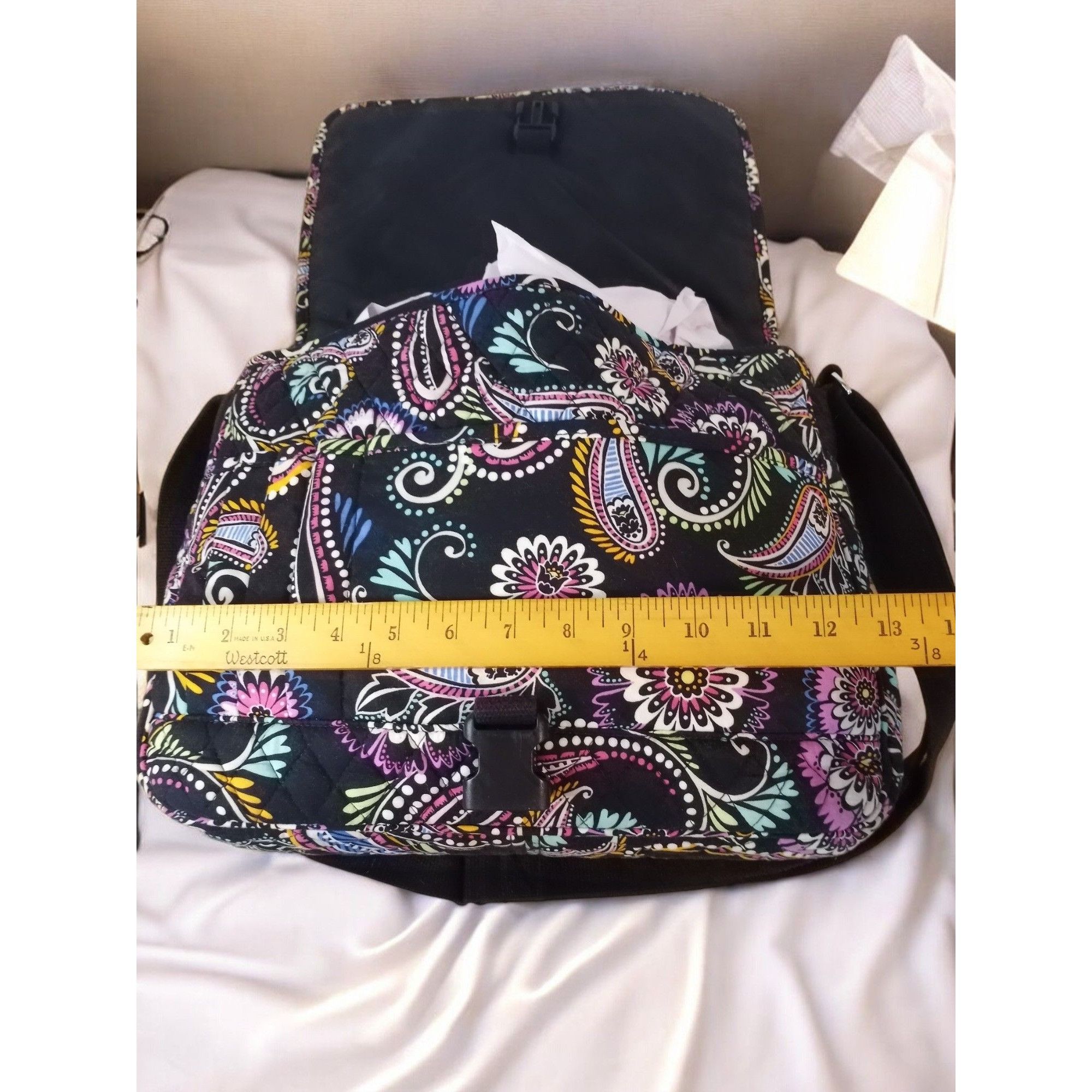 Vera Bradley Vera Bradley Black Paisley Foldover Laptop Book Bag. Size ONE SIZE - 10 Thumbnail
