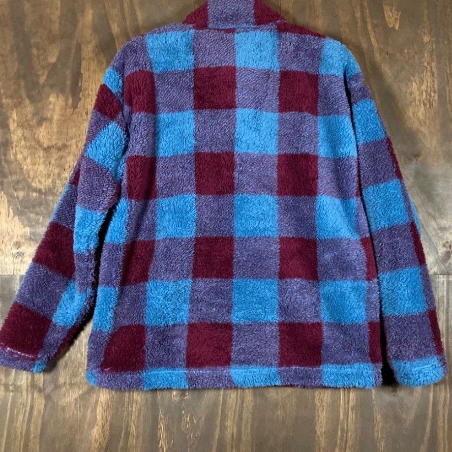 Eddie Bauer VINTAGE Eddie Bauer Womens Sweater Blue Plaid Ultra Soft 1/4 Zip Plush Fleece L Size L / US 10 / IT 46 - 7 Thumbnail
