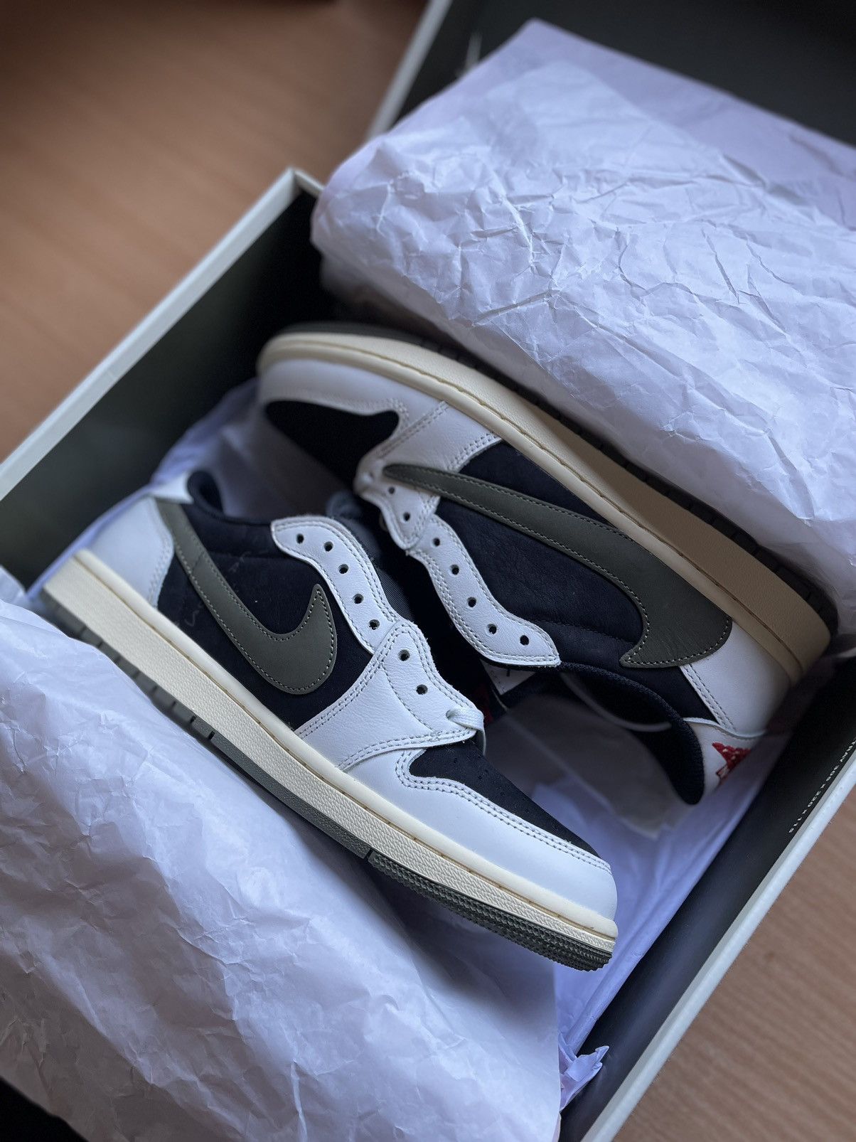 image of Travis Scott Air Jordan 1 Low Olive Shoes, Women's (Size 9.5)