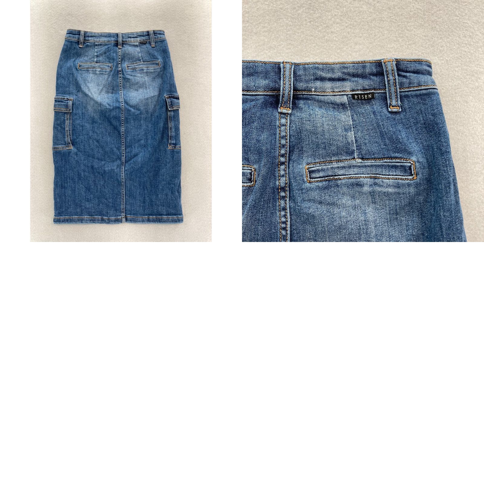 Denime Risen Jeans Los Angeles Denim Pencil Skirt Women's Small Blue Cargo Summer NWT Size 28" / US 6 / IT 42 - 9 Thumbnail