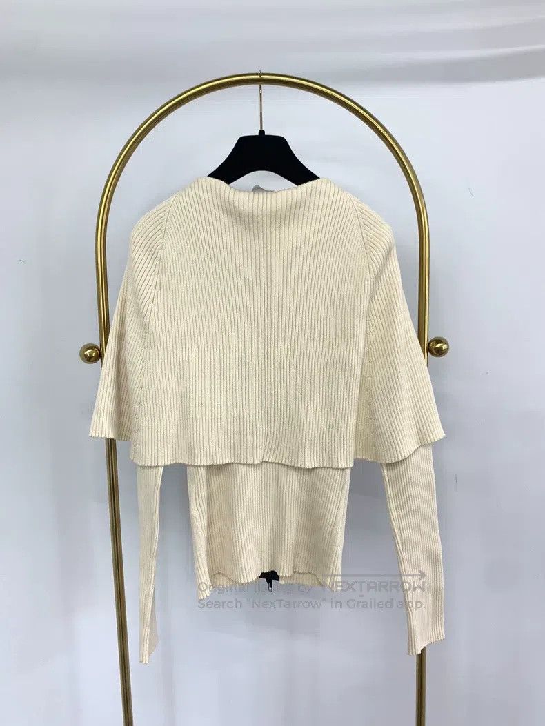 Jil Sander Jil Sander White Show Shawl Navy Neck Knit Cardigan Jacket Size S / US 4 / IT 40 - 3 Thumbnail
