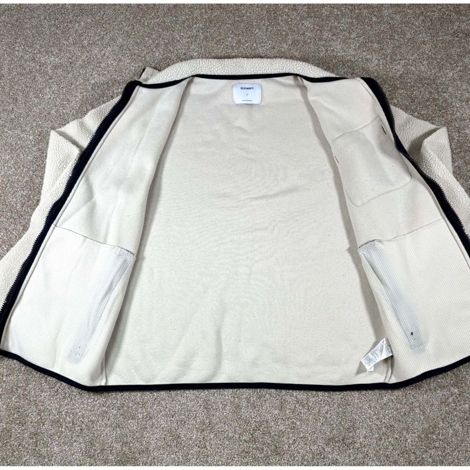 Old Navy Old Navy Sherpa Mens Fleece Jacket Full Zip Mock Neck Pockets Size Small White Size US S / EU 44-46 / 1 - 2 Thumbnail