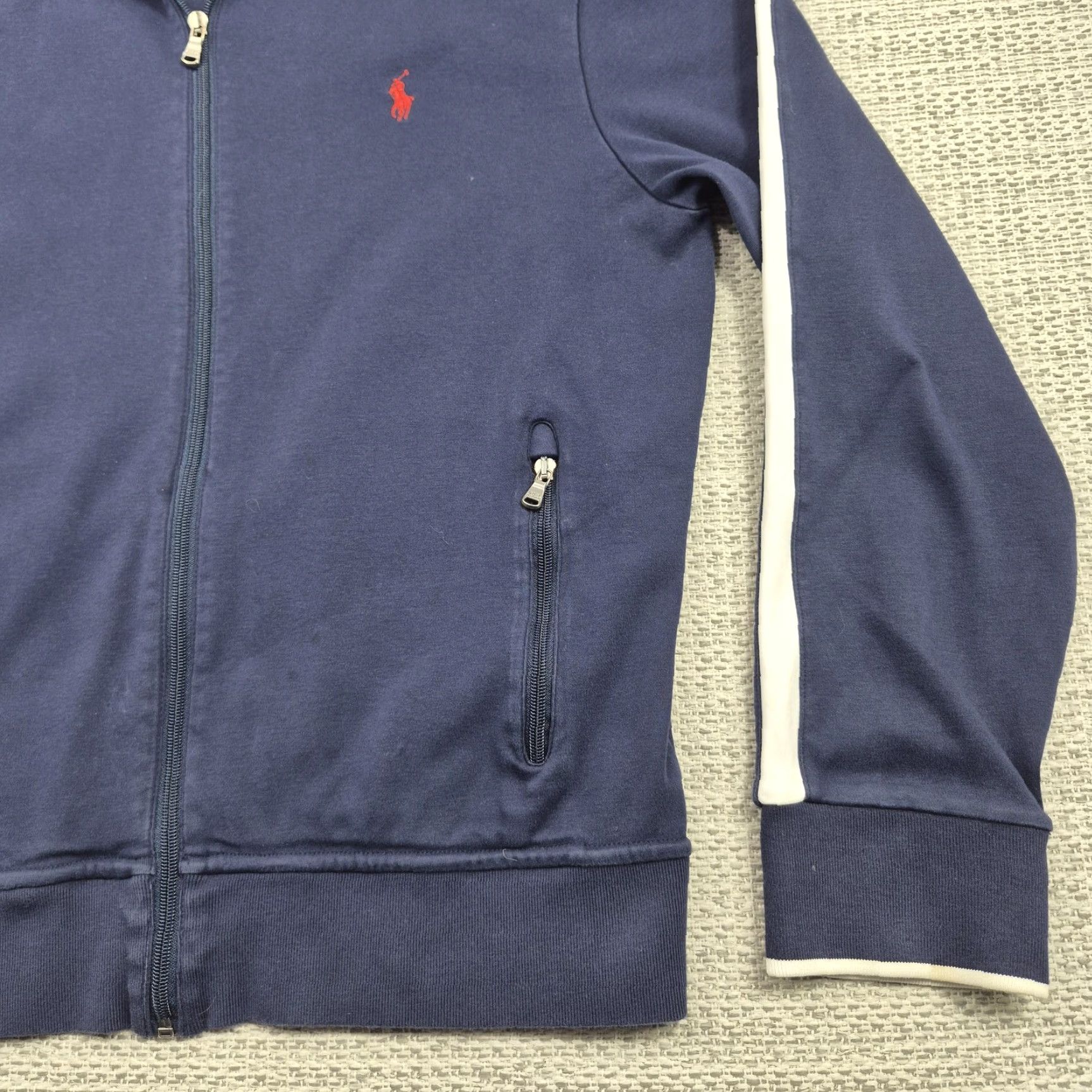 Polo Ralph Lauren Polo Ralph Lauren Track Jacket Mens Large Blue White Stripe Full Zip Performance Size US L / EU 52-54 / 3 - 2 Thumbnail