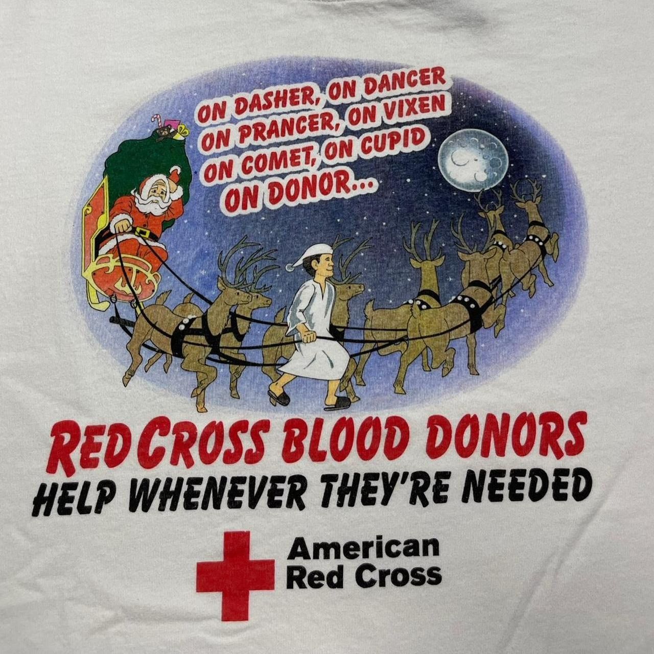 Gildan × Vintage Y2K Christmas Reindeer Blood Drive T-Shirt Size US XL / EU 56 / 4 - 3 Thumbnail