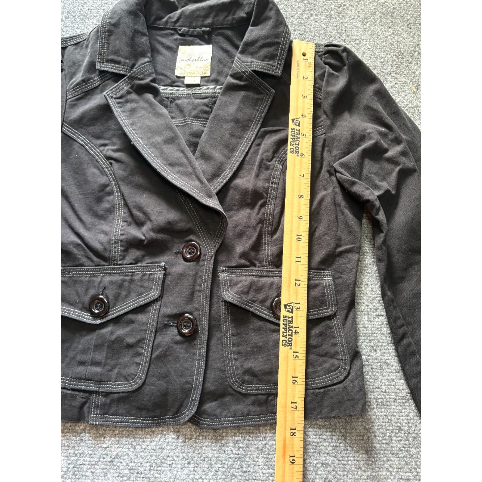 Anchor Blue Anchor Blue Denim Jacket Juniors Medium Black Y2K Chore Jacket with Pockets Shirt Adult? No. Size M / US 6-8 / IT 42-44 - 2 Thumbnail