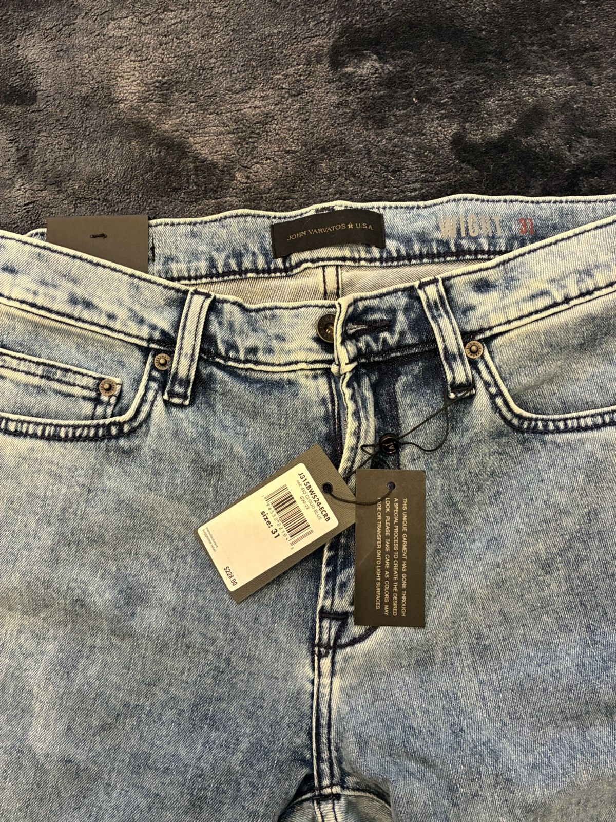John Varvatos Wight Cloud Wash Slim Fit Jean 31 Size US 31 - 12 Thumbnail