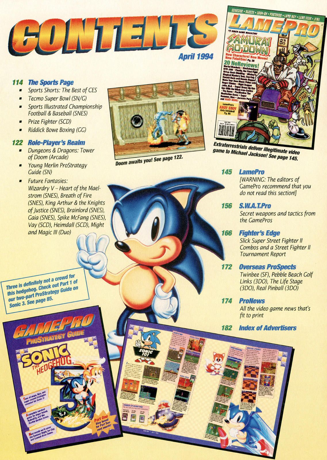 Designer Vtg GamePro Magazine April 1994 Hulk Sonic 3 Genesis SNES Size ONE SIZE - 3 Thumbnail