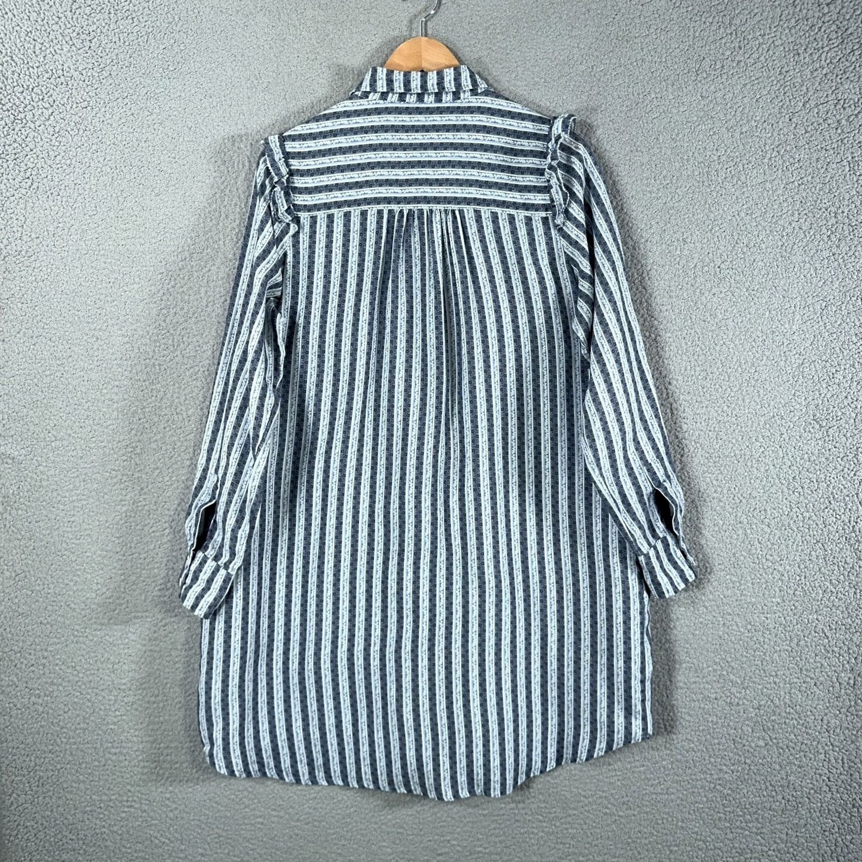 Vintage Roller Rabbit Linen Dress Womens Large Blue Stripe Button up Boho Tunic Shirt Size L / US 10 / IT 46 - 3 Thumbnail