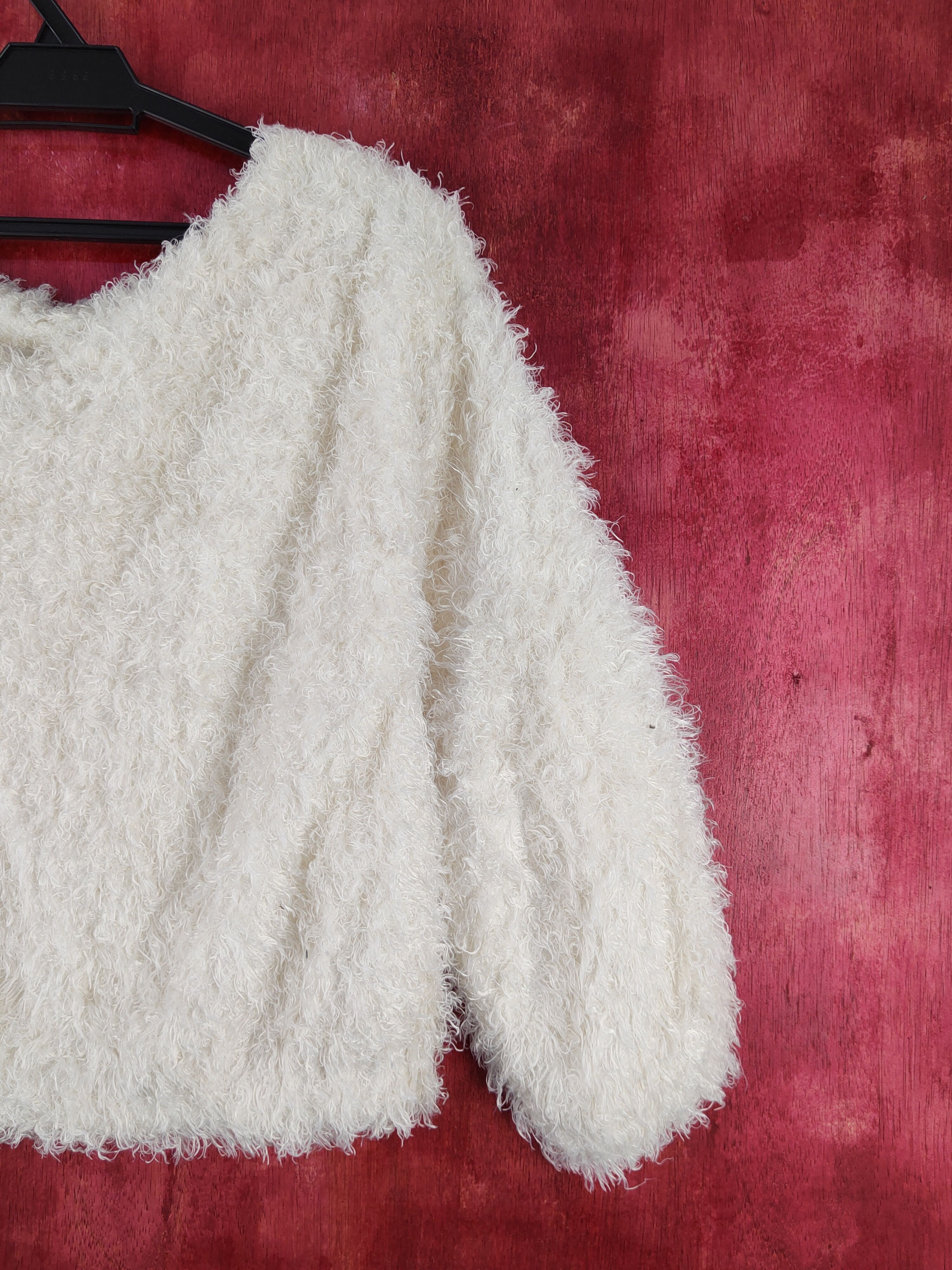 Aran Isles Knitwear × Japanese Brand × Vintage Vis Ivory Shag Shaggy Fur Mohair Knitwear #S2076 Size XS / US 0-2 / IT 36-38 - 5 Thumbnail