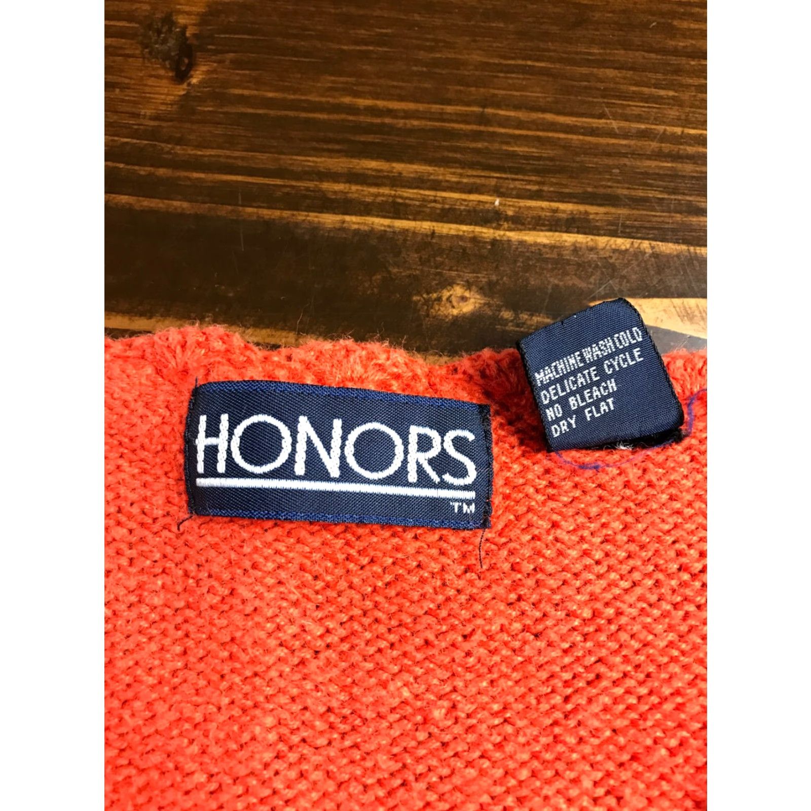 Vintage Honors Sweater Women Size Medium Orange Knit Pullover Round Neck Womens Size M / US 6-8 / IT 42-44 - 6 Thumbnail
