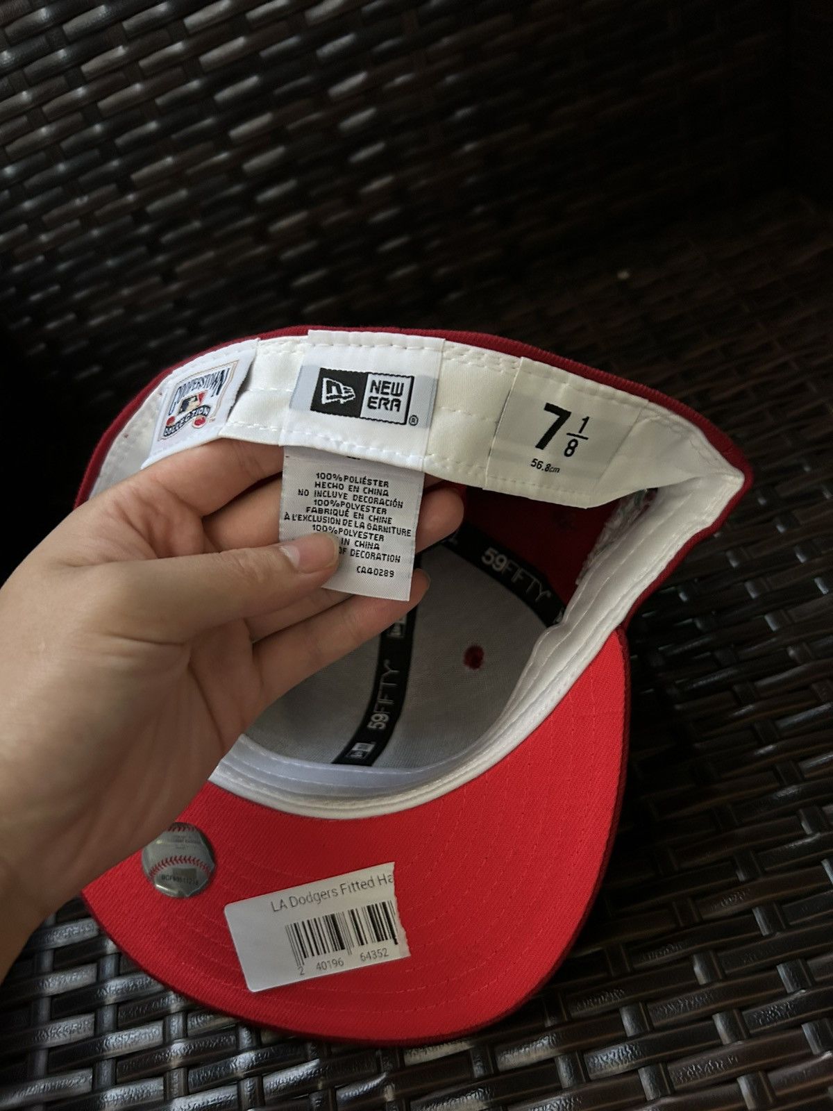 Hat Club × New Era (Sz 7 1/8) New Era 59fifty LA Dodgers Red Maroon UV 50th anv Size ONE SIZE - 4 Thumbnail