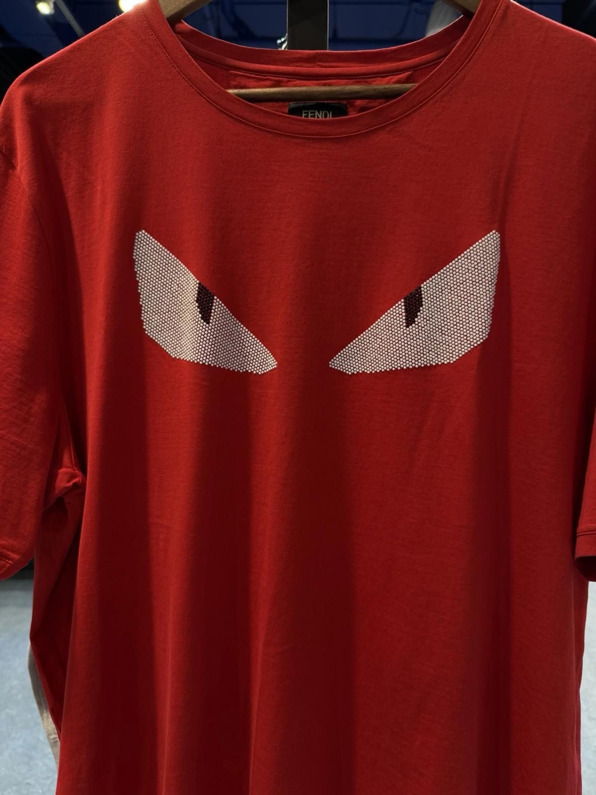 Fendi FENDI Men's Size- (58) Red Cotton Silver Eyes T-Shirt $700 Size US XL / EU 56 / 4 - 5 Thumbnail