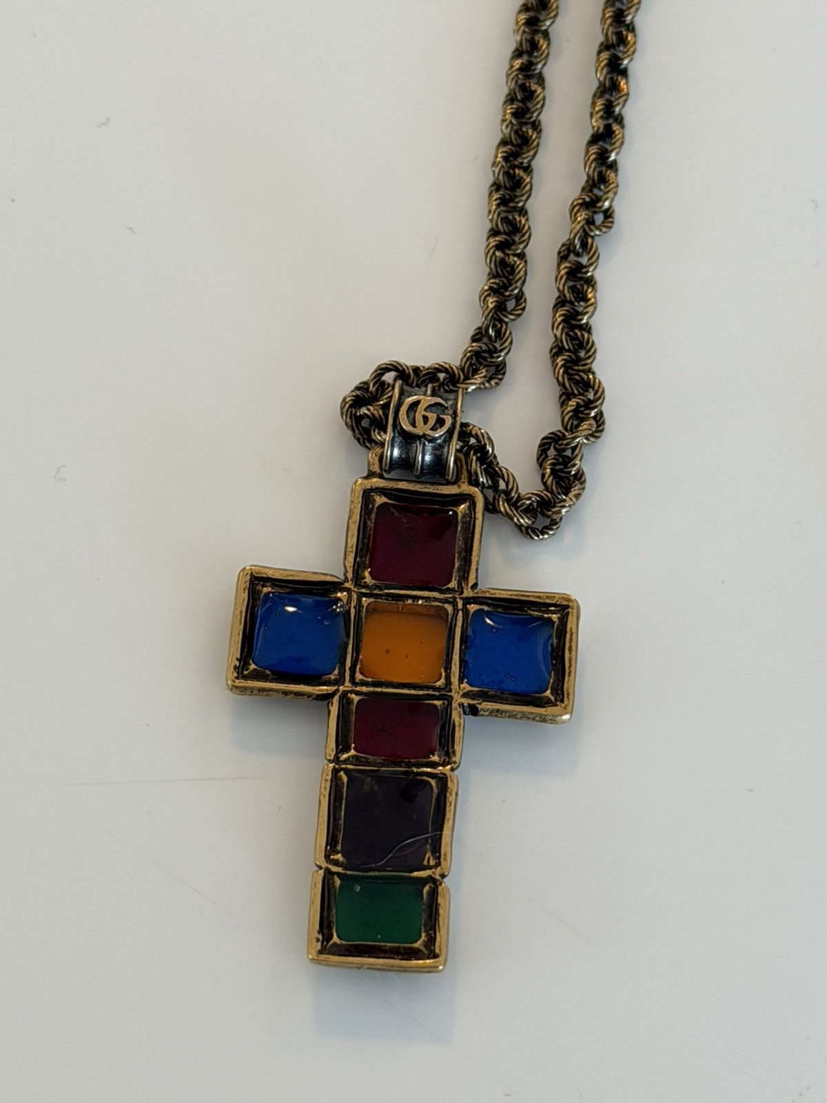 Gucci GUCCI Cross MULTICOLOR RUNWAY Pendant Necklace Size ONE SIZE - 4 Thumbnail