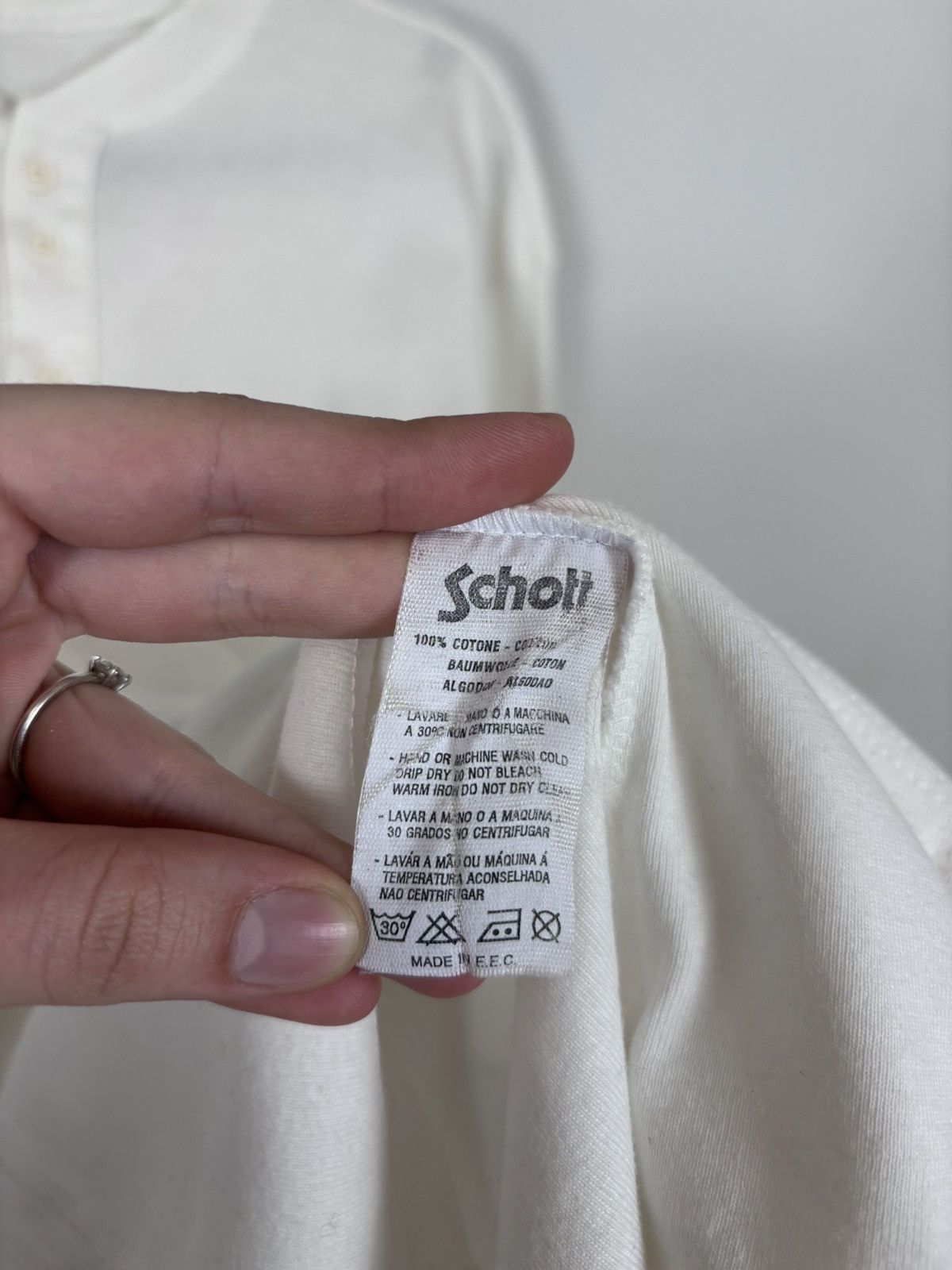Schott Vintage Schott NYC Men’s White Long Sleeve Henley T-Shirt Size US M / EU 48-50 / 2 - 15 Thumbnail