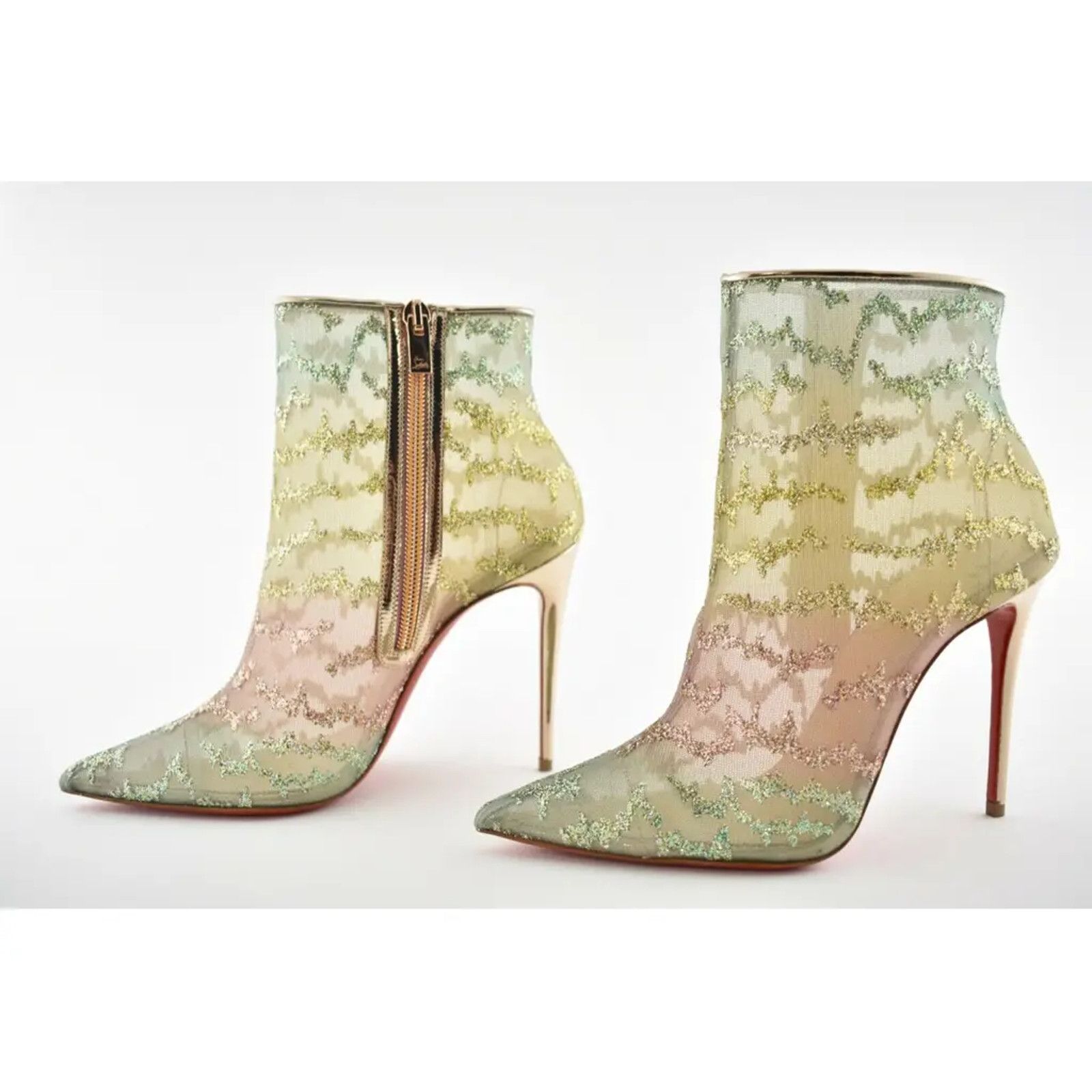 Christian Louboutin Christian Louboutin Nancy Bootie 100 Multicolor Glitter Mesh Size US 10 / IT 40 - 9 Thumbnail